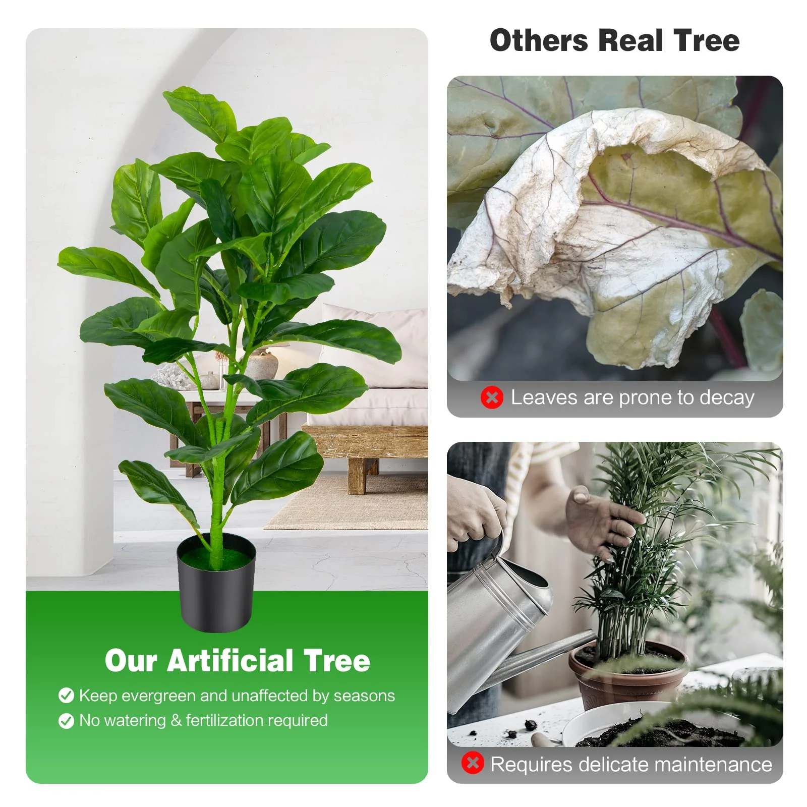 Goplus Fake Fiddle Leaf Fig Tree - Image 7