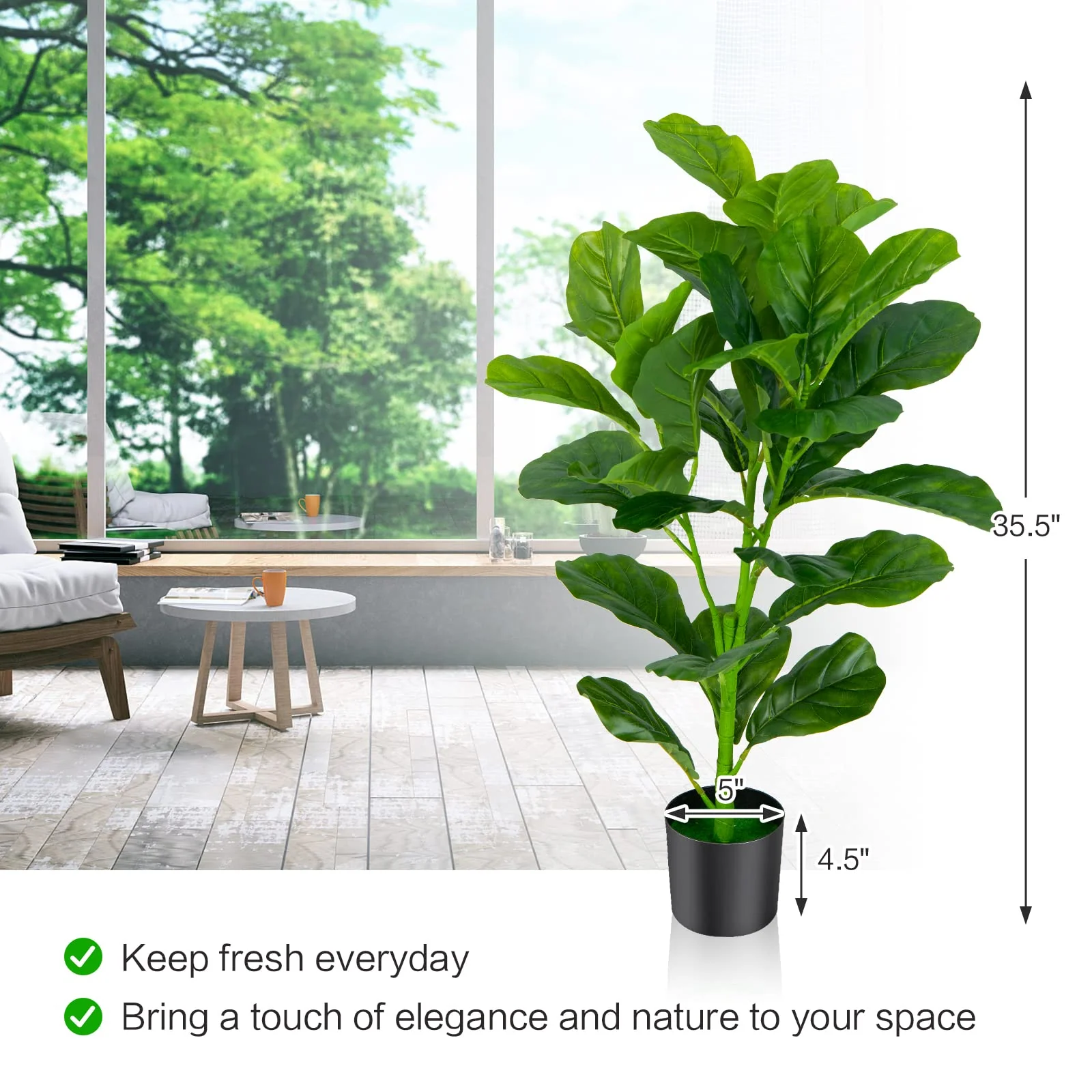 Goplus Fake Fiddle Leaf Fig Tree - Image 8