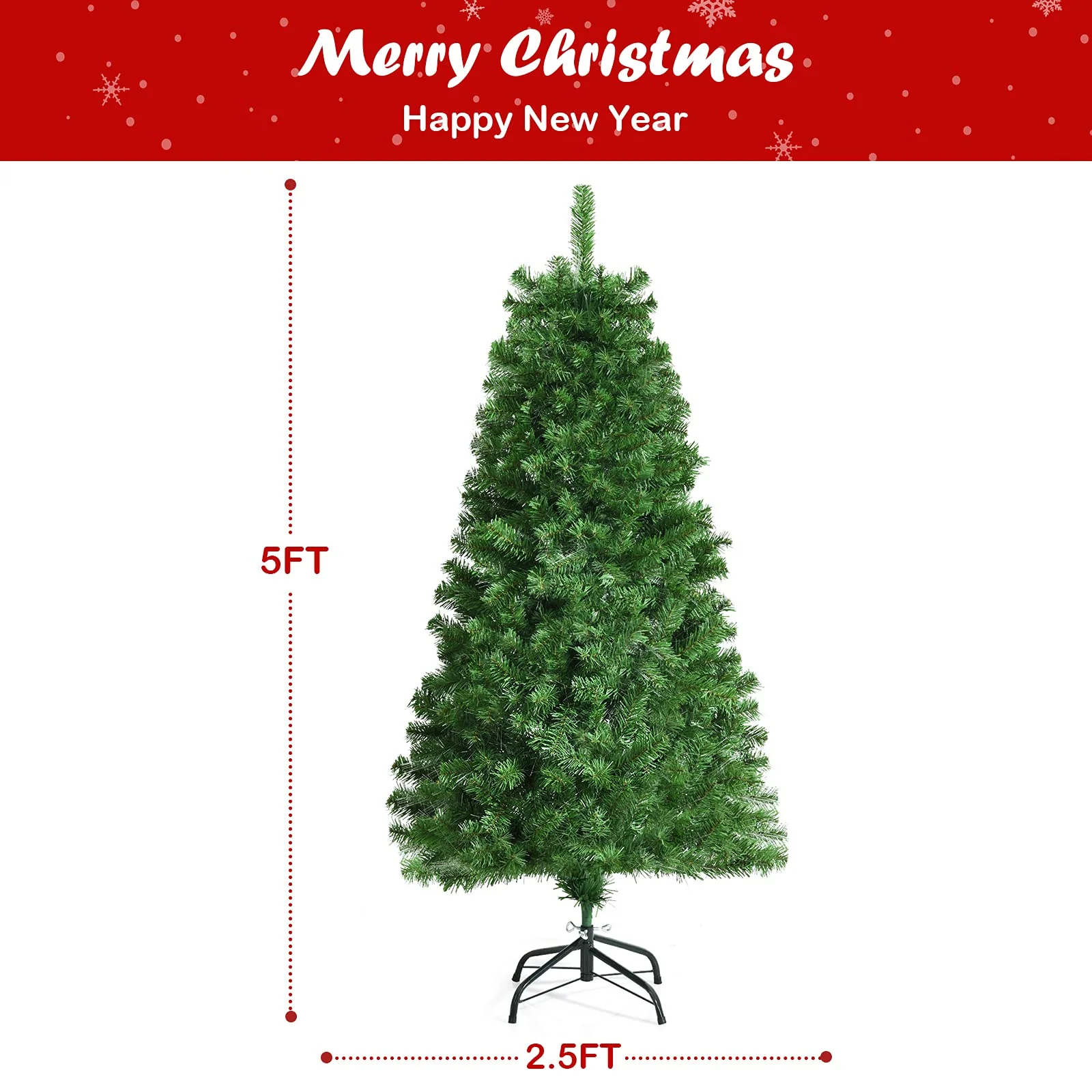 Goplus Fiber Optic Artificial Christmas Tree, Pre-lit Premium Spruce Tree with Solid Metal Stand - Image 8