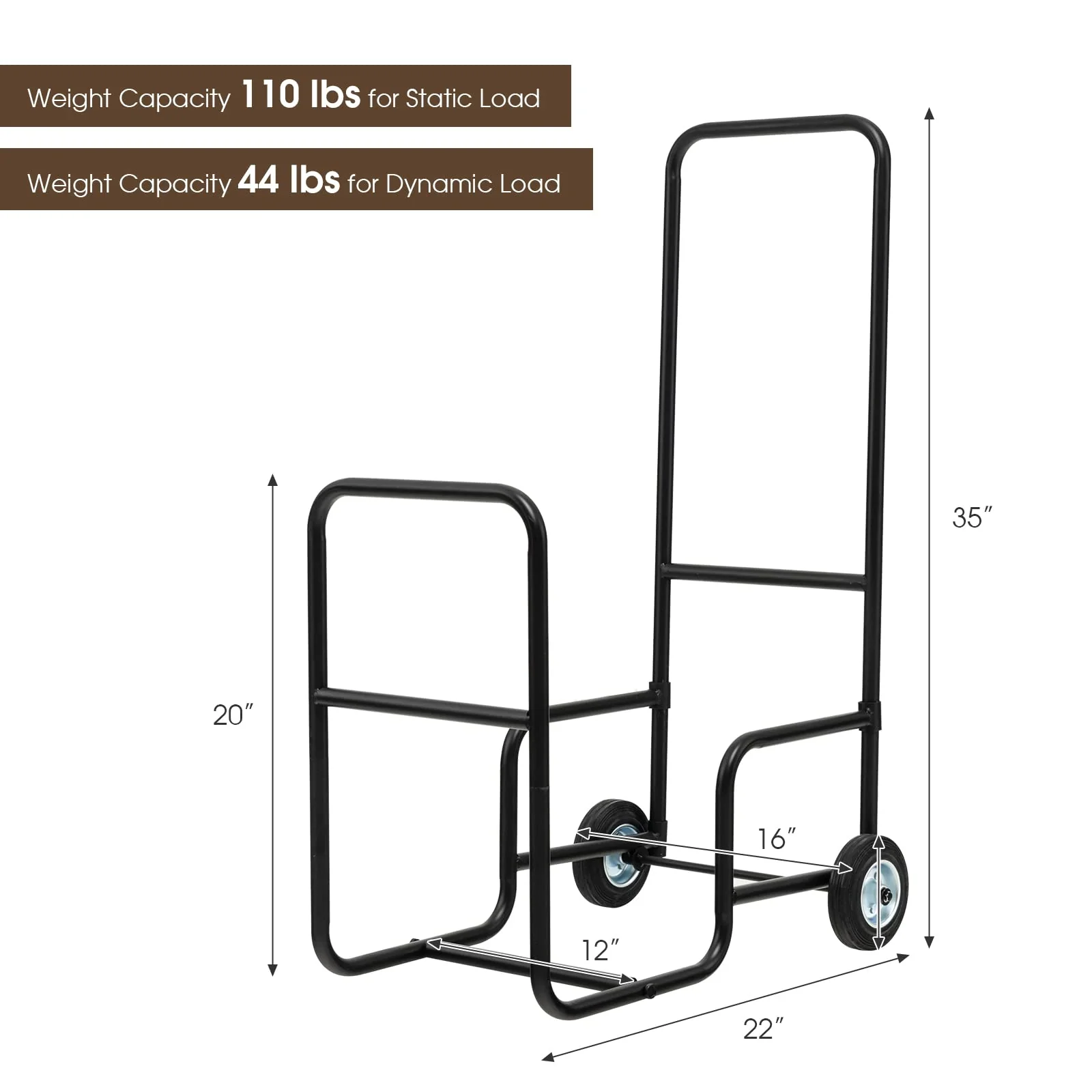 Goplus Firewood Log Cart Carrier, Indoor and Outdoor Wood Rack Storage Mover with Anti-Slip and Wear-Resistant Wheels - Image 8