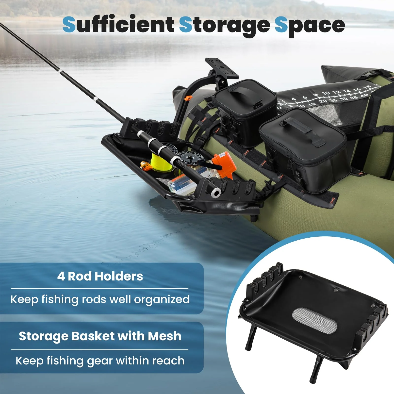 Goplus Fishing Float Tube Accessories, 360° Rotatable Fish Finder Holder w/ Mount Bracket - Image 5