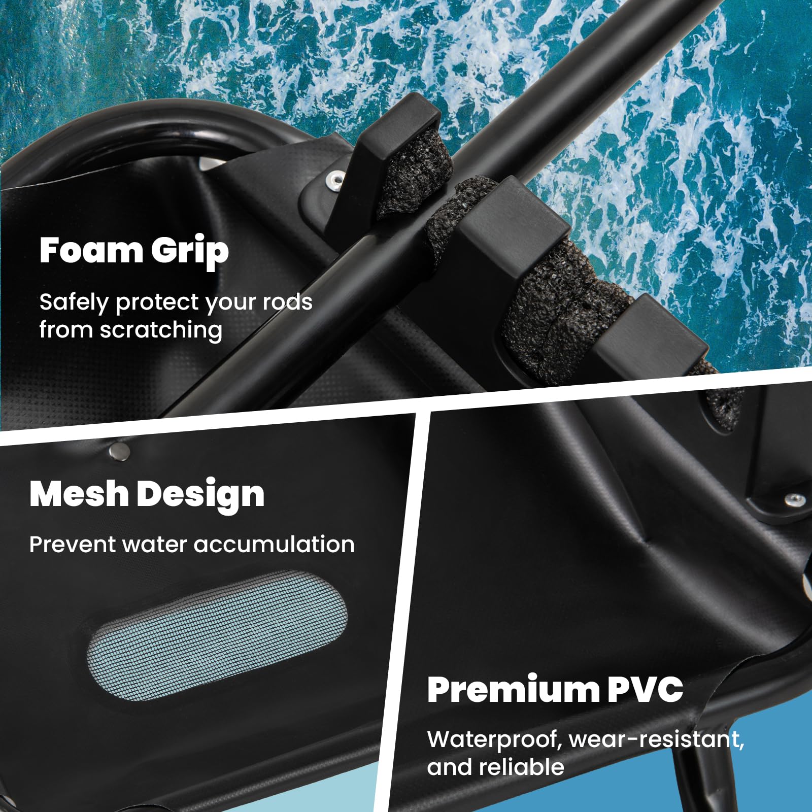 Goplus Fishing Float Tube Accessories, 360° Rotatable Fish Finder Holder w/ Mount Bracket - Image 6