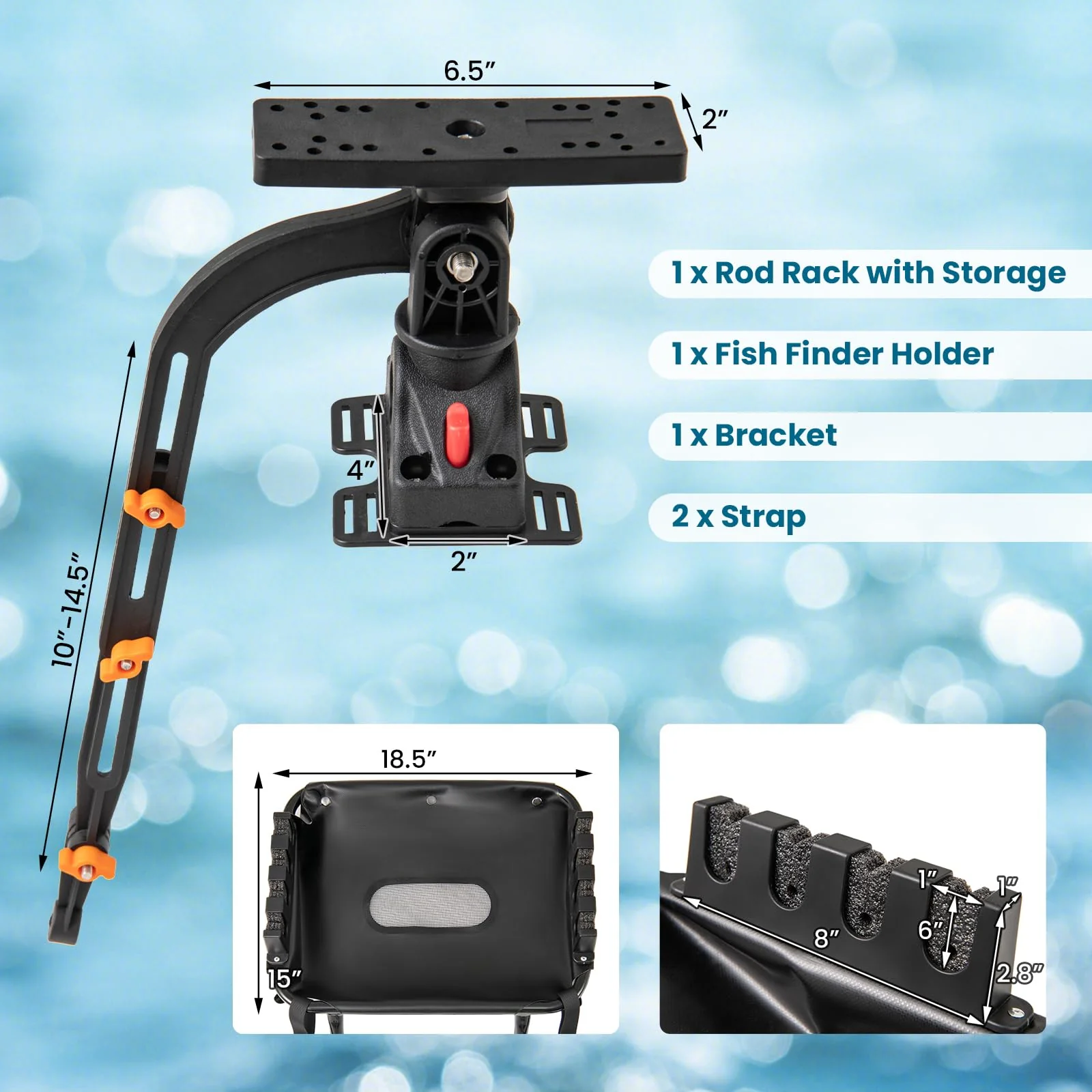 Goplus Fishing Float Tube Accessories, 360° Rotatable Fish Finder Holder w/ Mount Bracket - Image 7