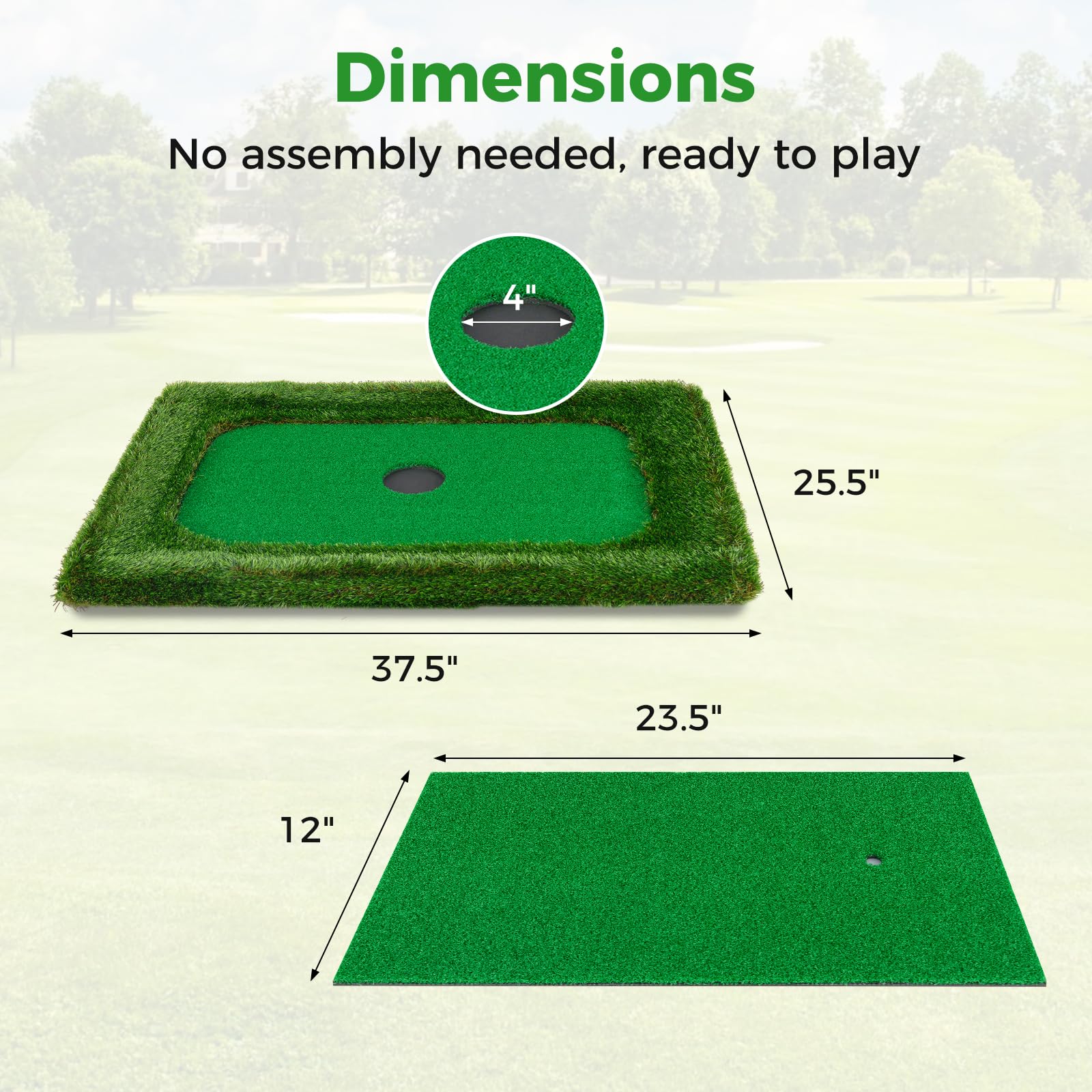 Goplus Floating Golf Green for Pool, Chipping Green Mat w/Hitting Mat, Golf Balls, Rectangle, 37.5" x 25.5" - Image 6