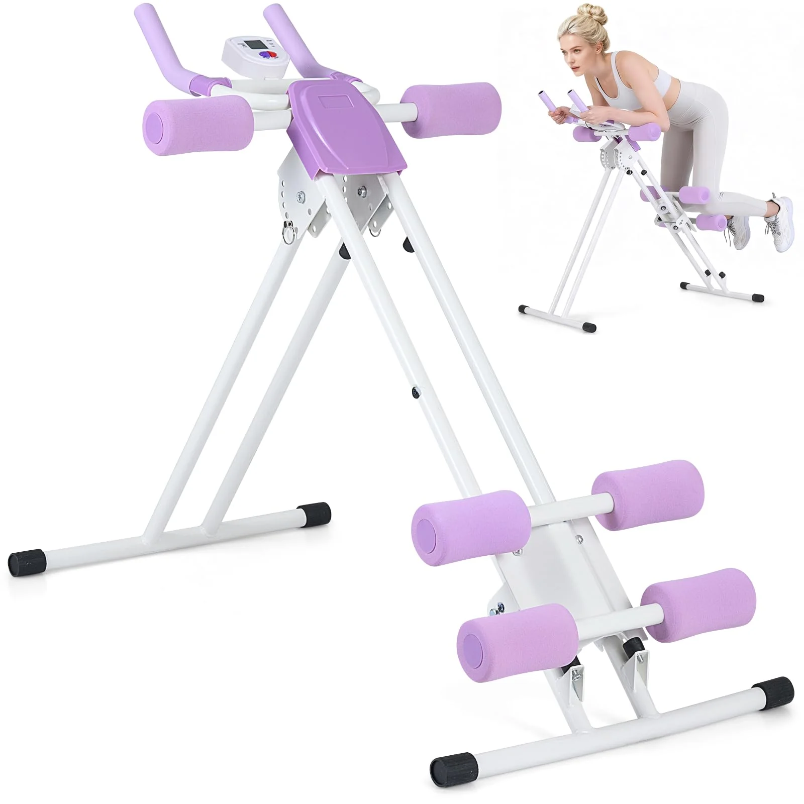Goplus Foldable Abdominal Trainer w/6 Inclined Angles & LCD Display