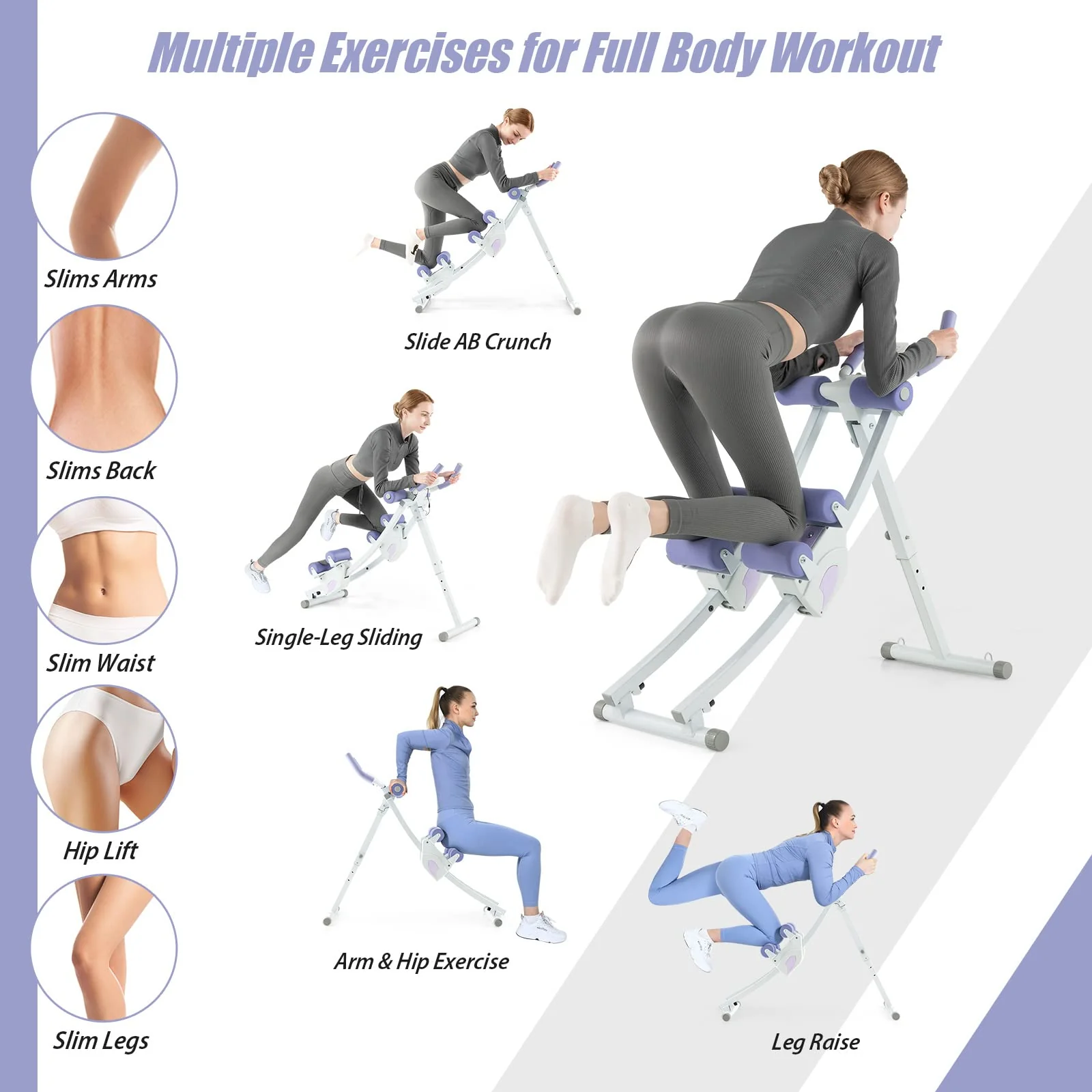 Goplus Foldable Core Abdominal Trainer, AB Workout Machine Exercise Equipment - Image 3