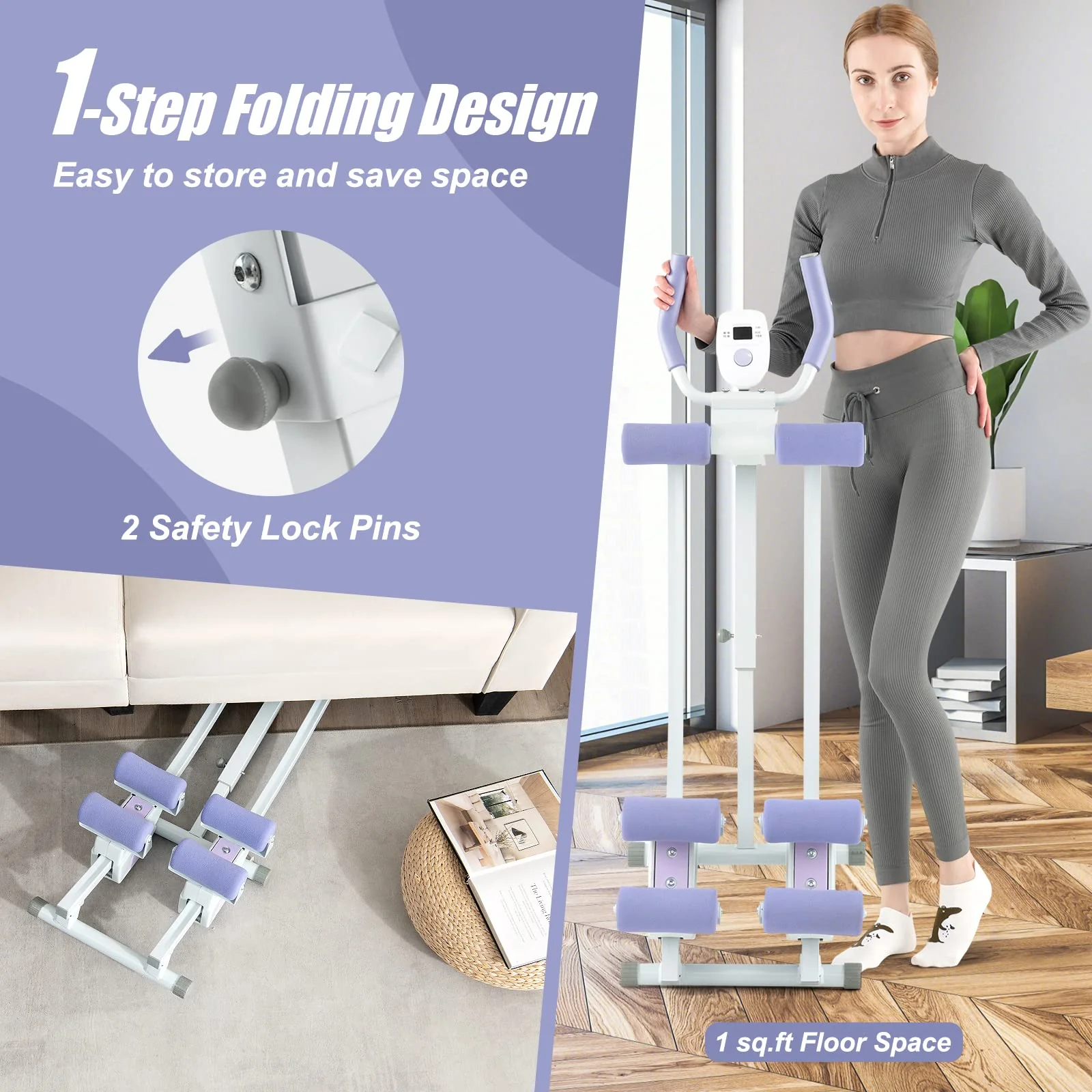 Goplus Foldable Core Abdominal Trainer, AB Workout Machine Exercise Equipment - Image 4