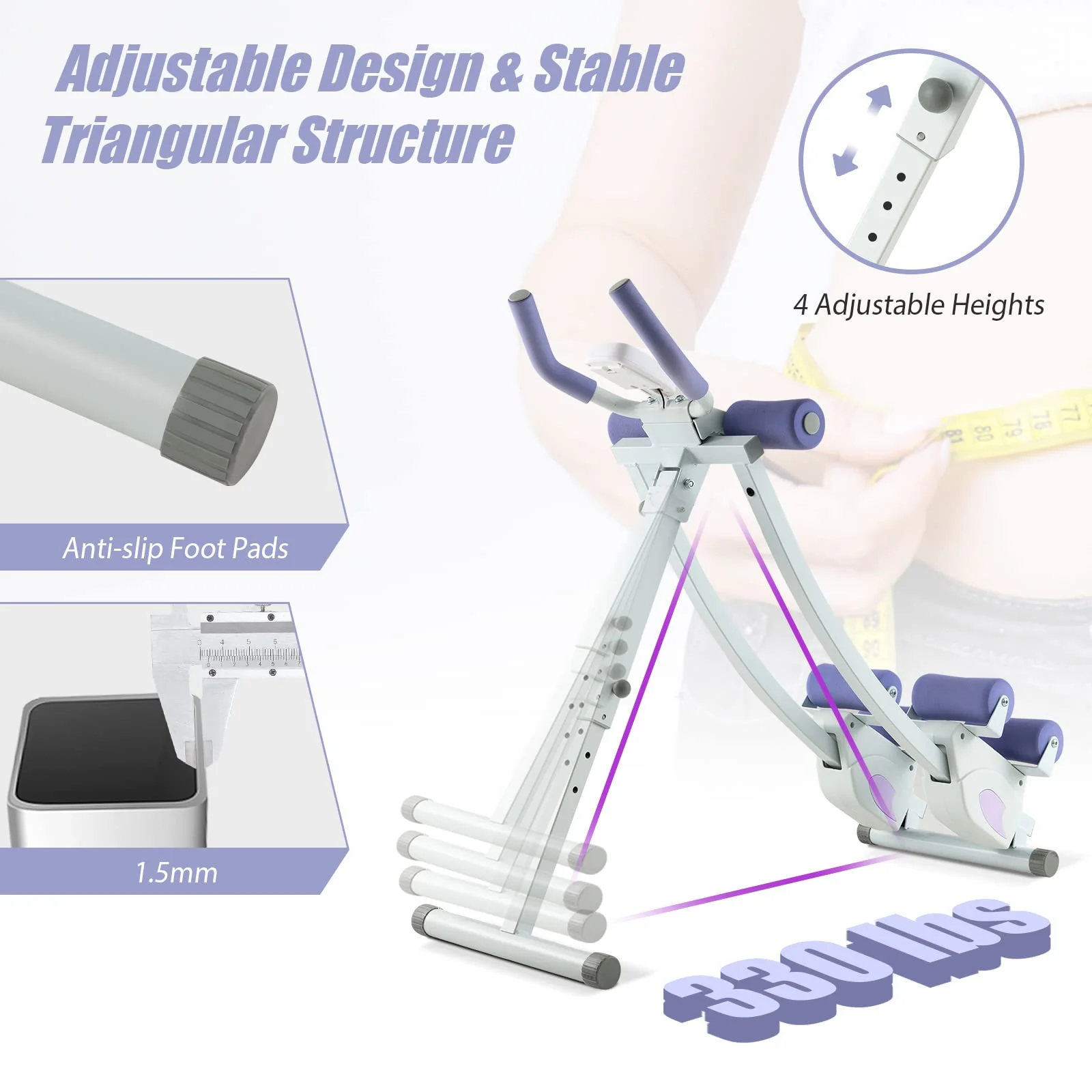 Goplus Foldable Core Abdominal Trainer, AB Workout Machine Exercise Equipment - Image 6