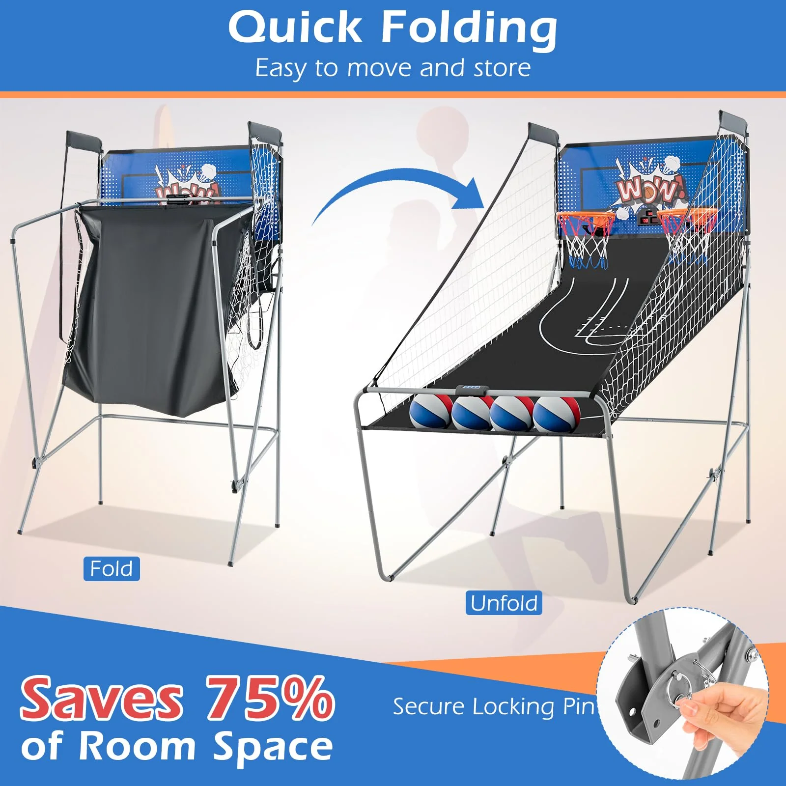 Goplus Foldable Dual Shot Basketball Arcade Game - Image 6