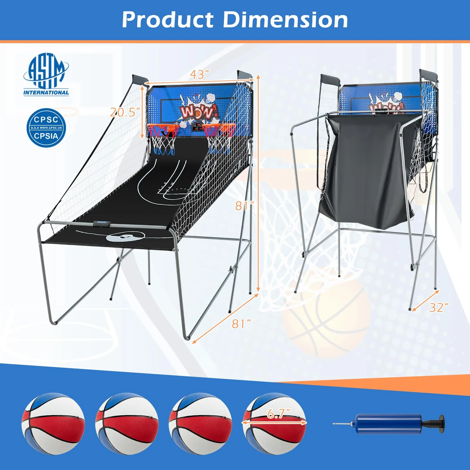 Goplus Foldable Dual Shot Basketball Arcade Game - Image 9