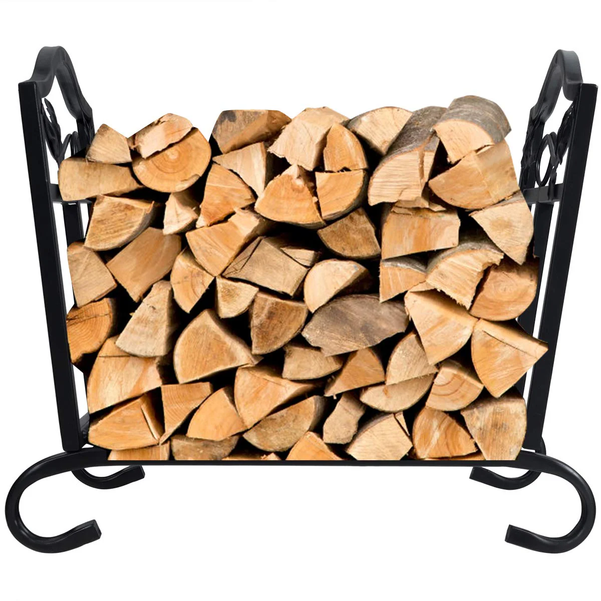 Goplus Foldable Firewood Log Rack, Wrought Iron Firewood Storage Carrier - Image 5