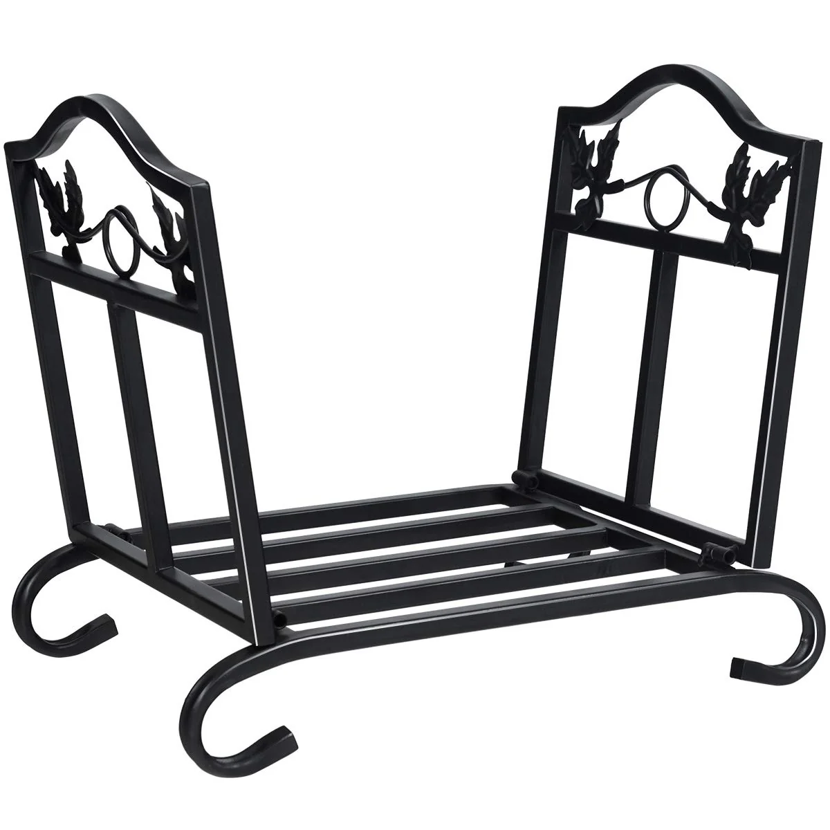 Goplus Foldable Firewood Log Rack, Wrought Iron Firewood Storage Carrier - Image 8