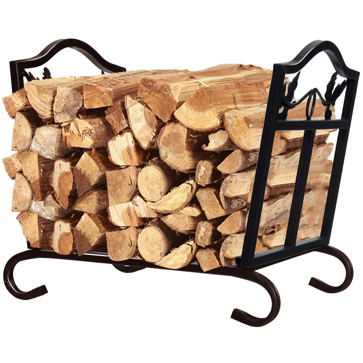 Goplus Foldable Firewood Log Rack, Wrought Iron Firewood Storage Carrier - Image 9