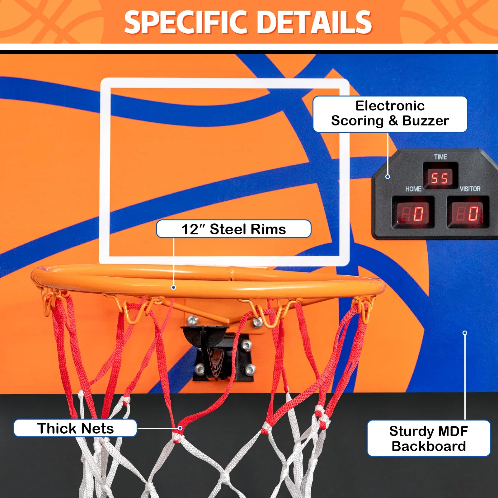Goplus Foldable Indoor Basketball Arcade Game, Electronic Basketball Single Shootout Games Machine with 3 Balls - Image 4