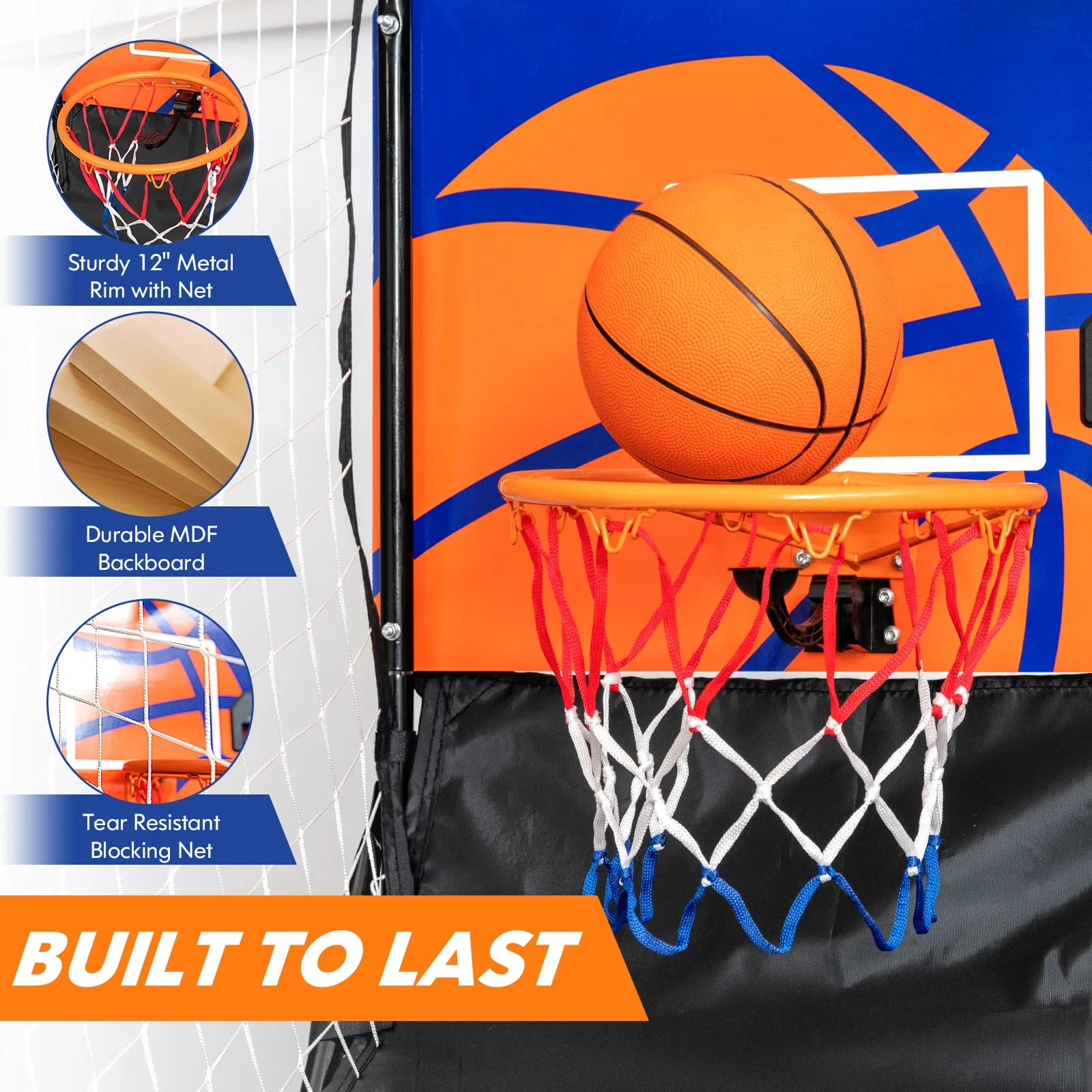 Goplus Foldable Indoor Basketball Arcade Game, Electronic Basketball Single Shootout Games Machine with 3 Balls - Image 5