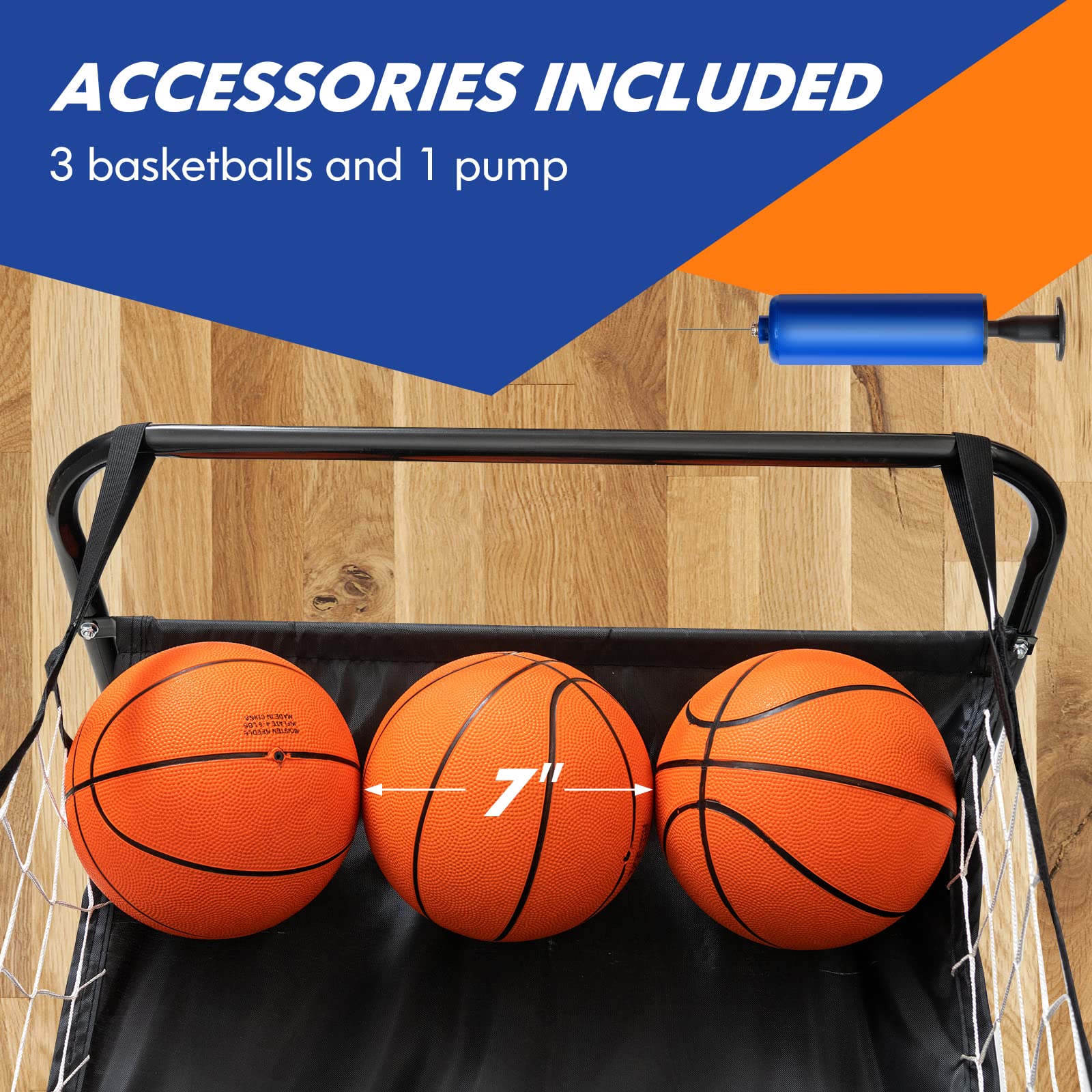 Goplus Foldable Indoor Basketball Arcade Game, Electronic Basketball Single Shootout Games Machine with 3 Balls - Image 8