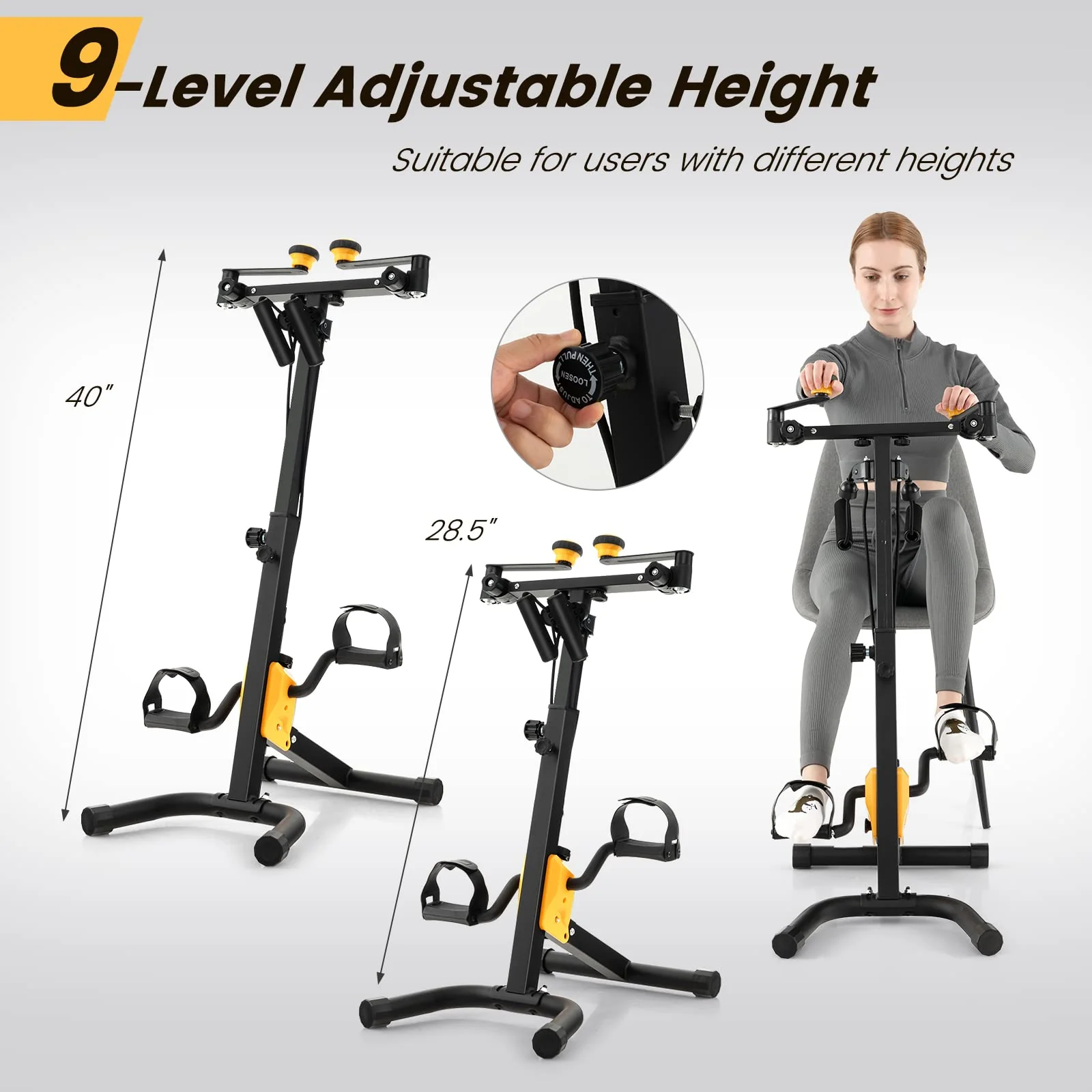 Goplus Foldable Pedal Exerciser for Seniors, Hand Arm Leg Knee Physical Therapy Exercise Bike - Image 3