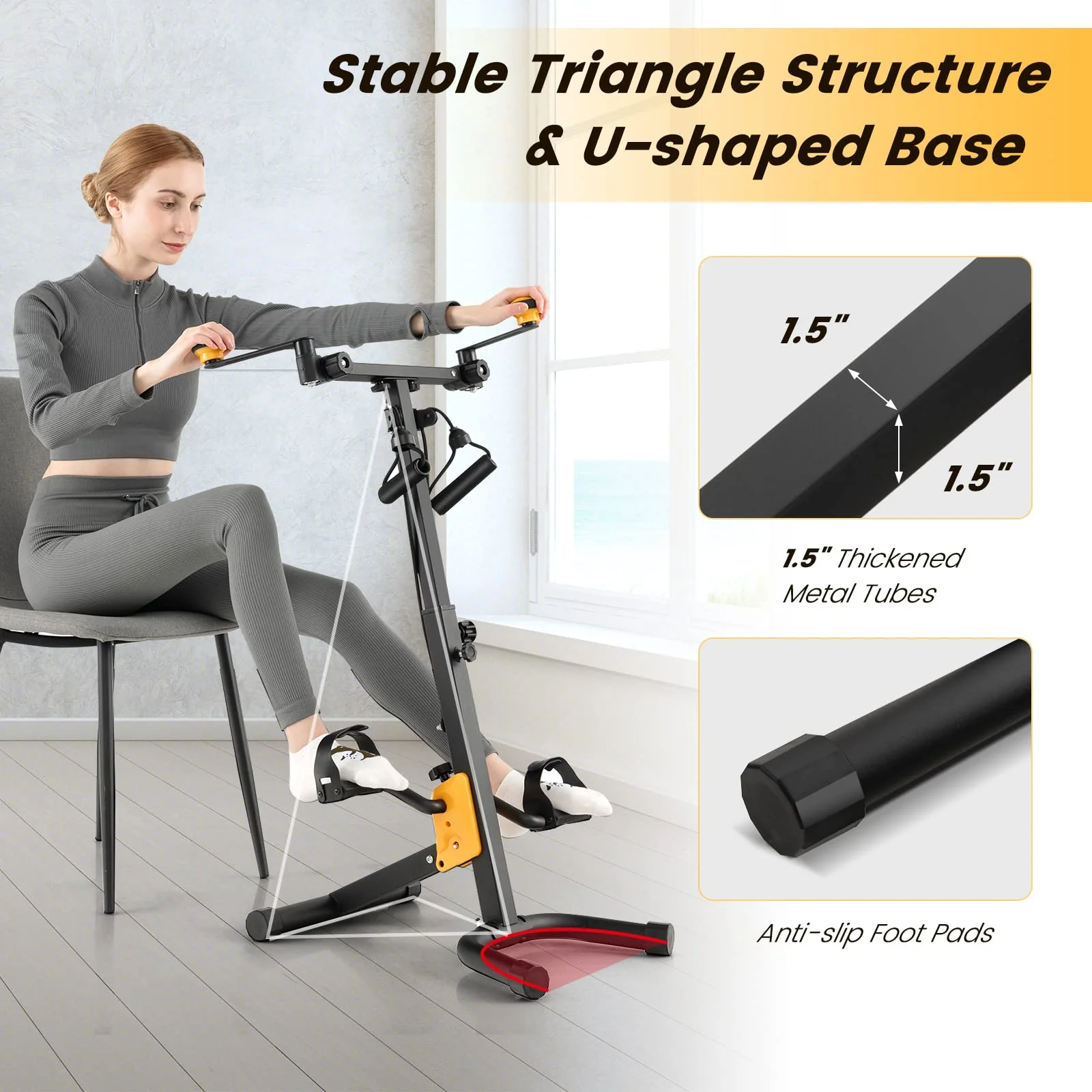 Goplus Foldable Pedal Exerciser for Seniors, Hand Arm Leg Knee Physical Therapy Exercise Bike - Image 8