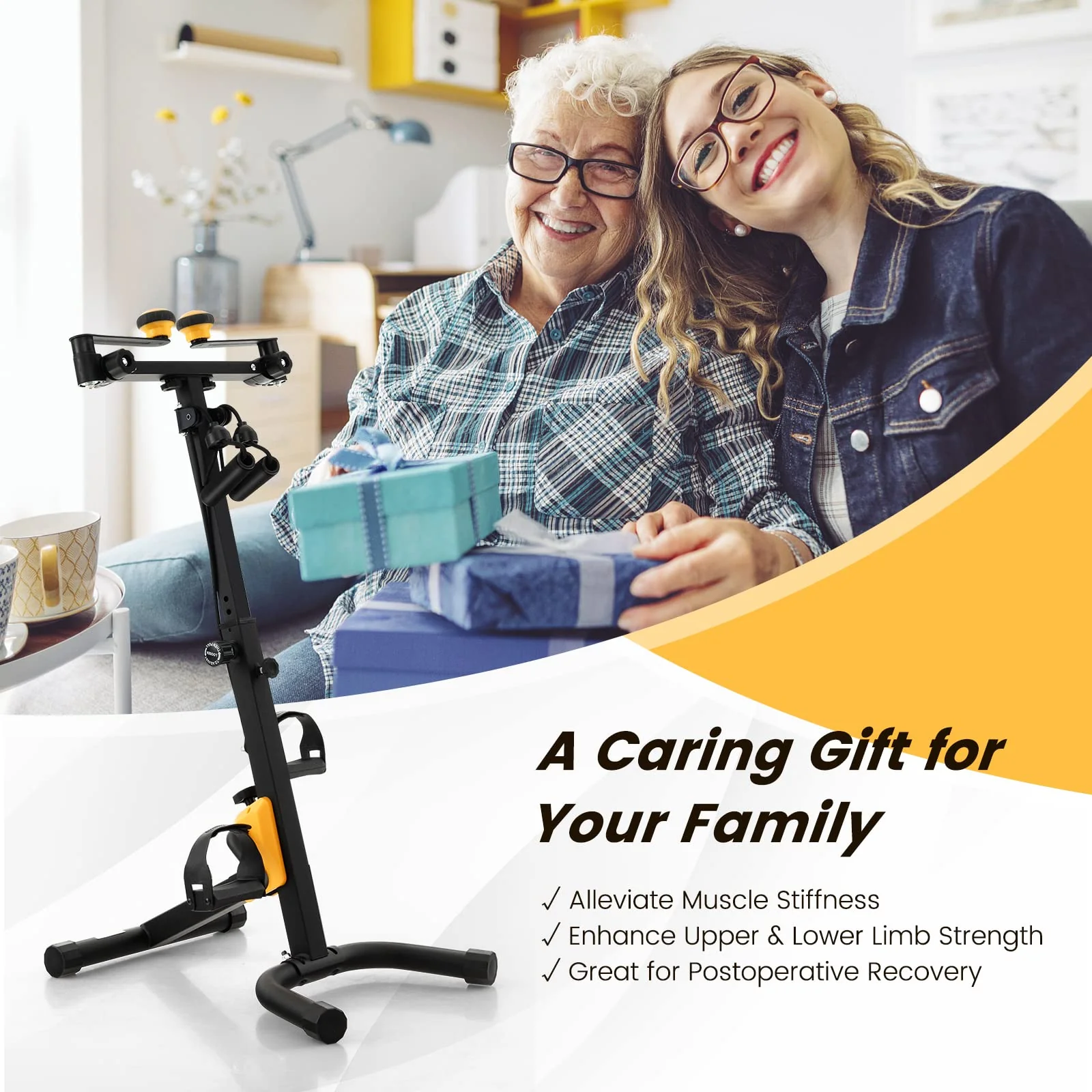 Goplus Foldable Pedal Exerciser for Seniors, Hand Arm Leg Knee Physical Therapy Exercise Bike - Image 9