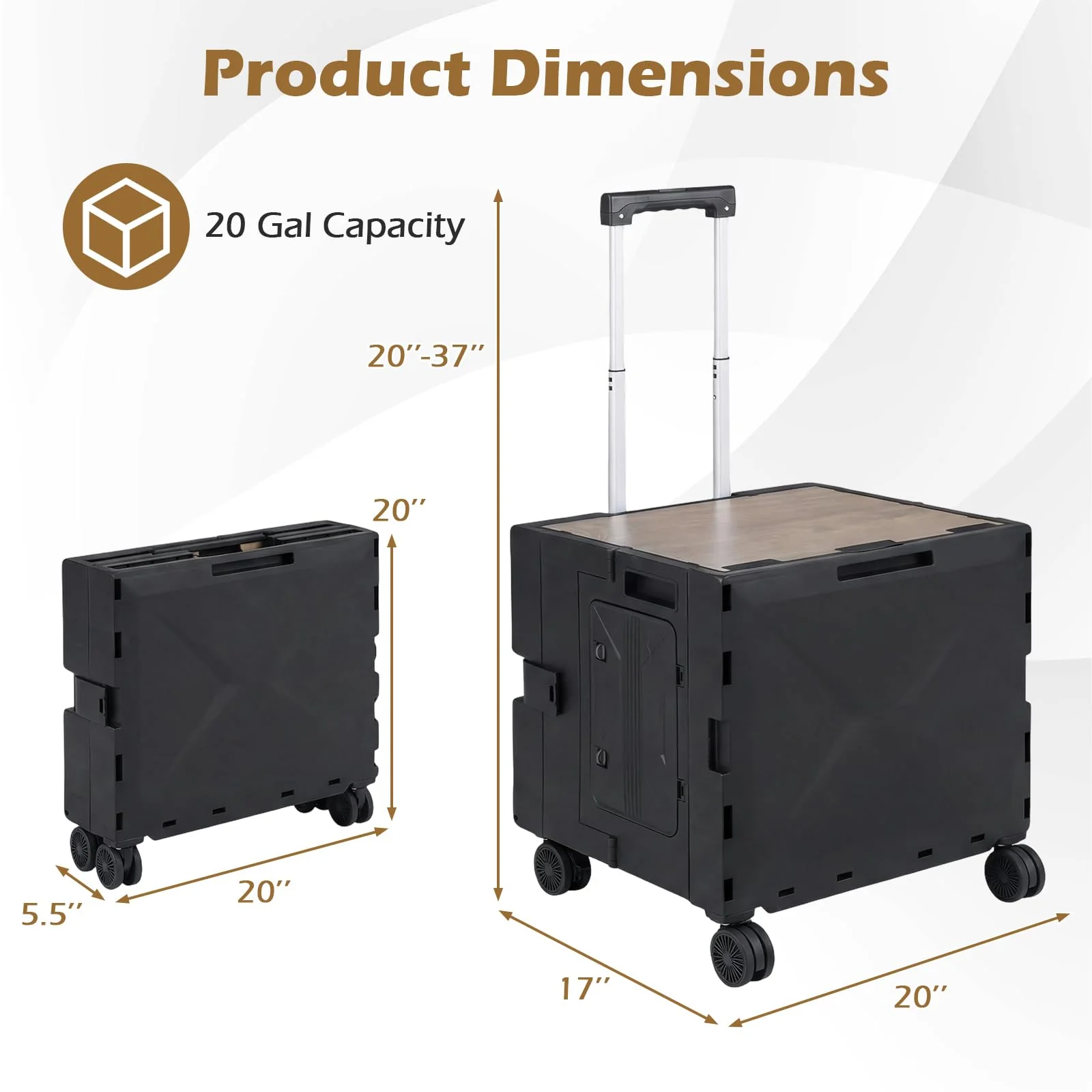 Goplus Foldable Utility Cart on 4 Rotate Wheels - Image 5
