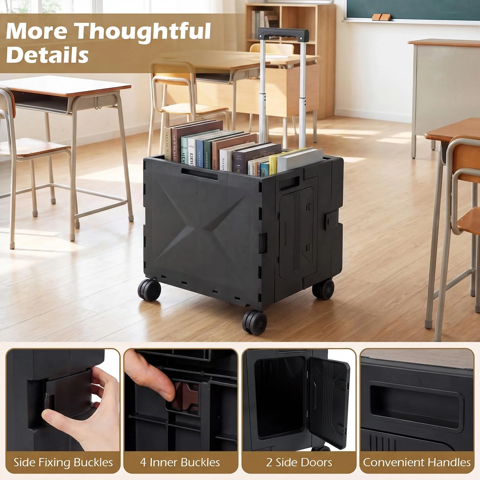 Goplus Foldable Utility Cart on 4 Rotate Wheels - Image 6