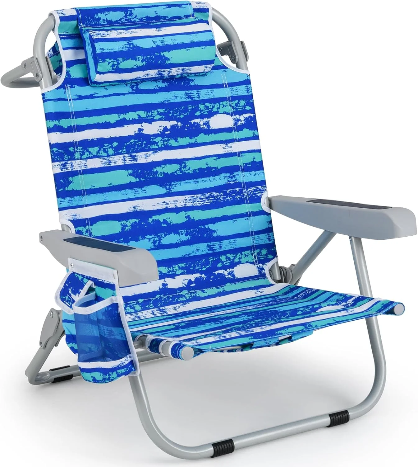 Goplus Folding Backpack Beach Chairs, Aluminum Sling Camping Chair with 5-Position Backrest, Towel Hanging Rack - Image 17
