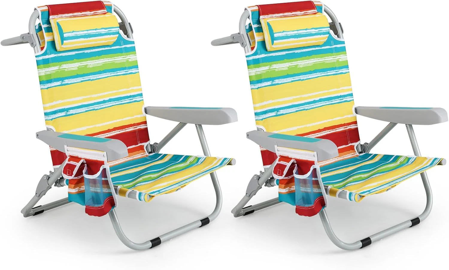 Goplus Folding Backpack Beach Chairs, Aluminum Sling Camping Chair with 5-Position Backrest, Towel Hanging Rack - Image 18