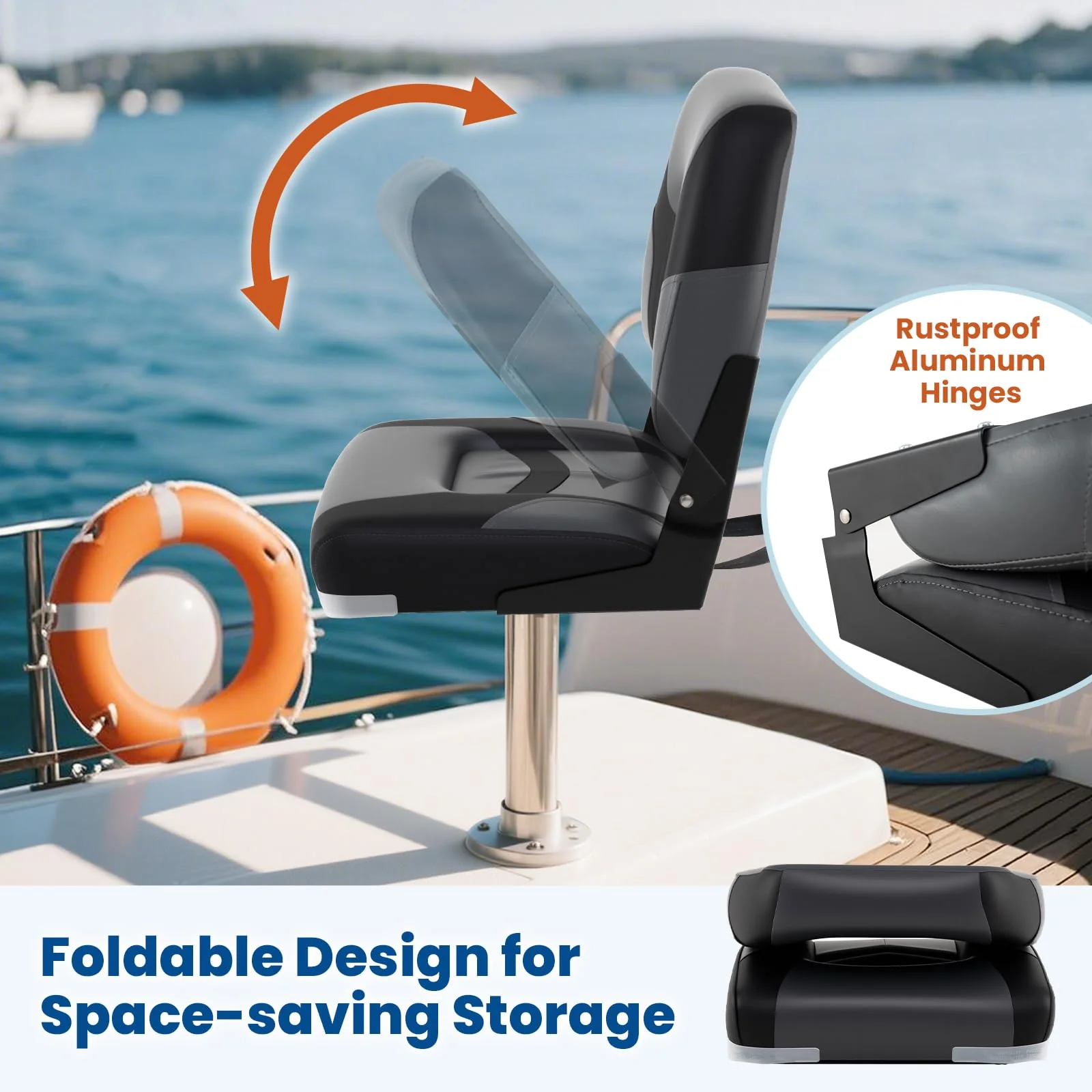 Goplus Folding Boat Seat with Stainless Steel Screws & Aluminum Hinges (2 Packs) - Image 6