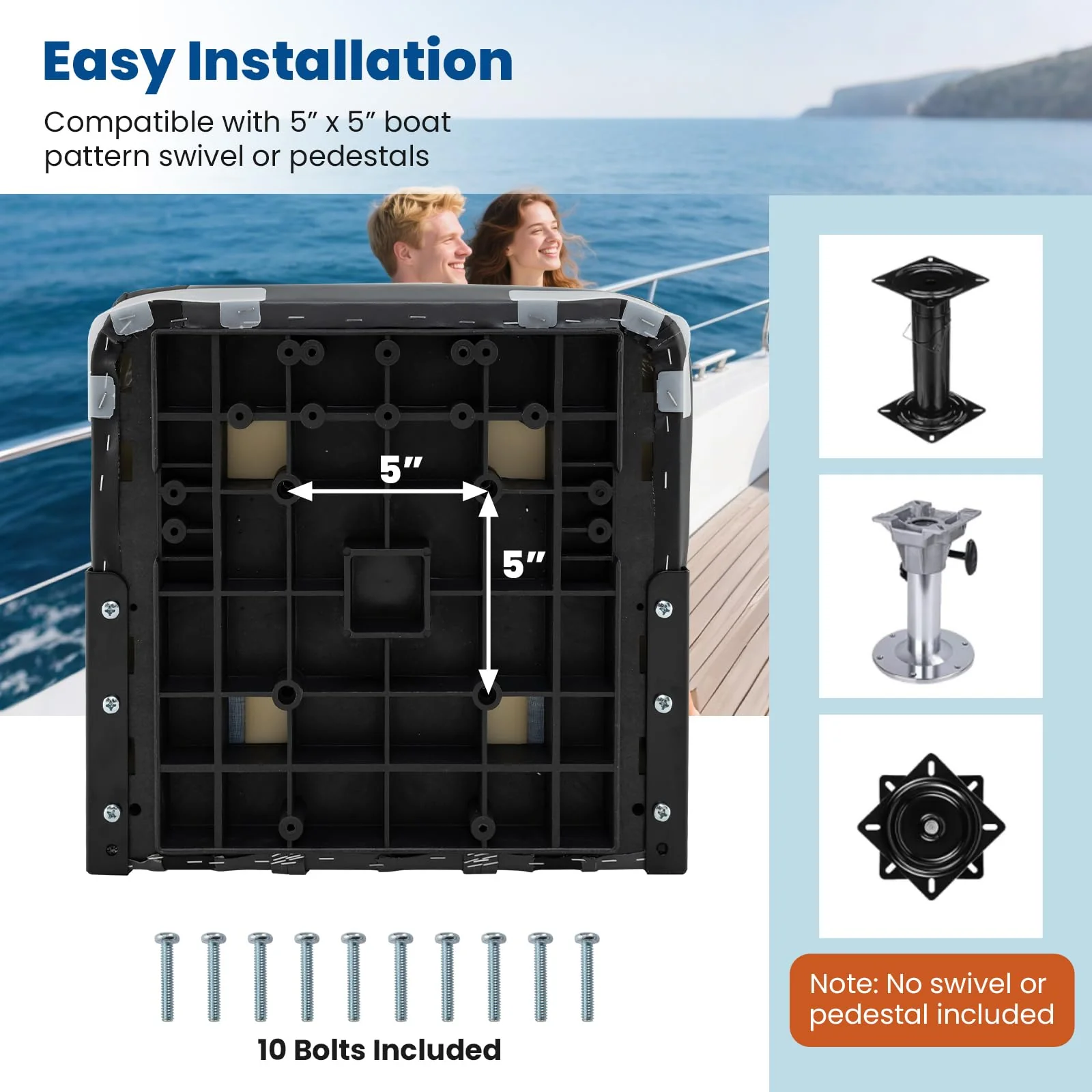 Goplus Folding Boat Seat with Stainless Steel Screws & Aluminum Hinges (2 Packs) - Image 7
