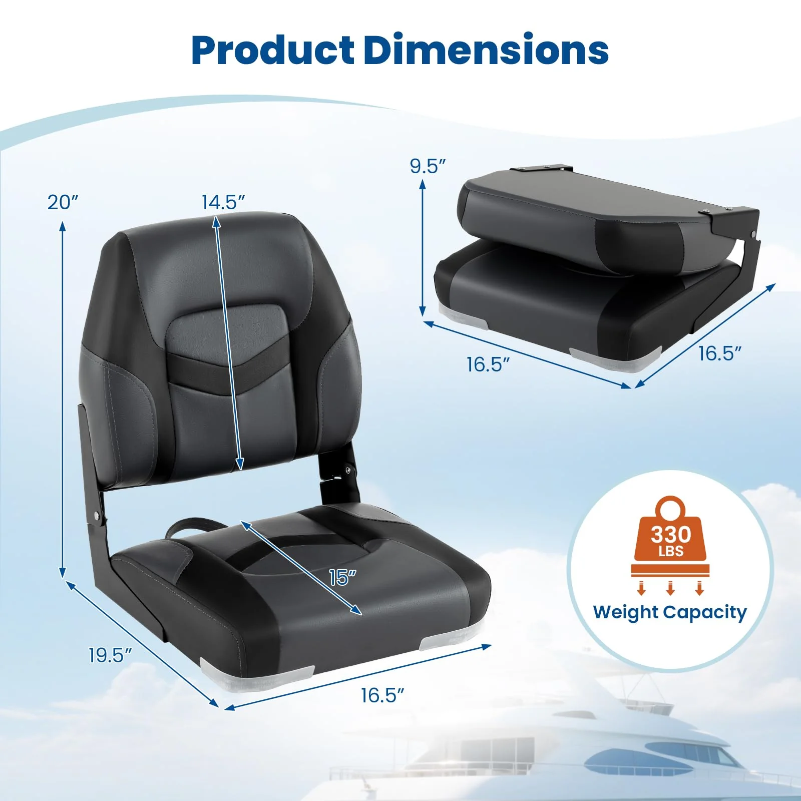 Goplus Folding Boat Seat with Stainless Steel Screws & Aluminum Hinges (2 Packs) - Image 8