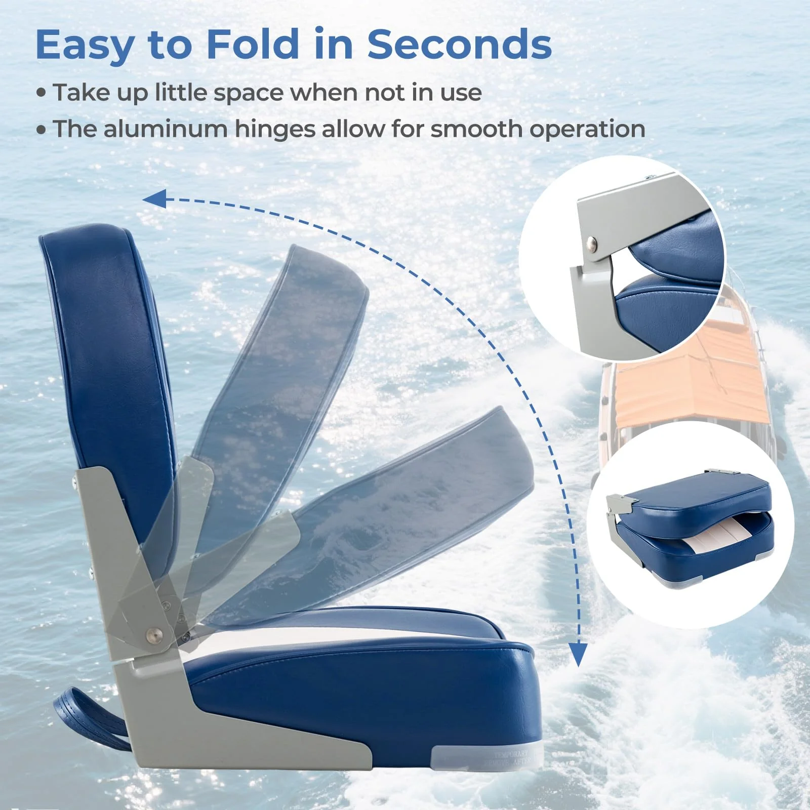 Goplus 2-Pack Folding Boat Seat with Stainless Steel Screws & Aluminum Hinges - Image 3