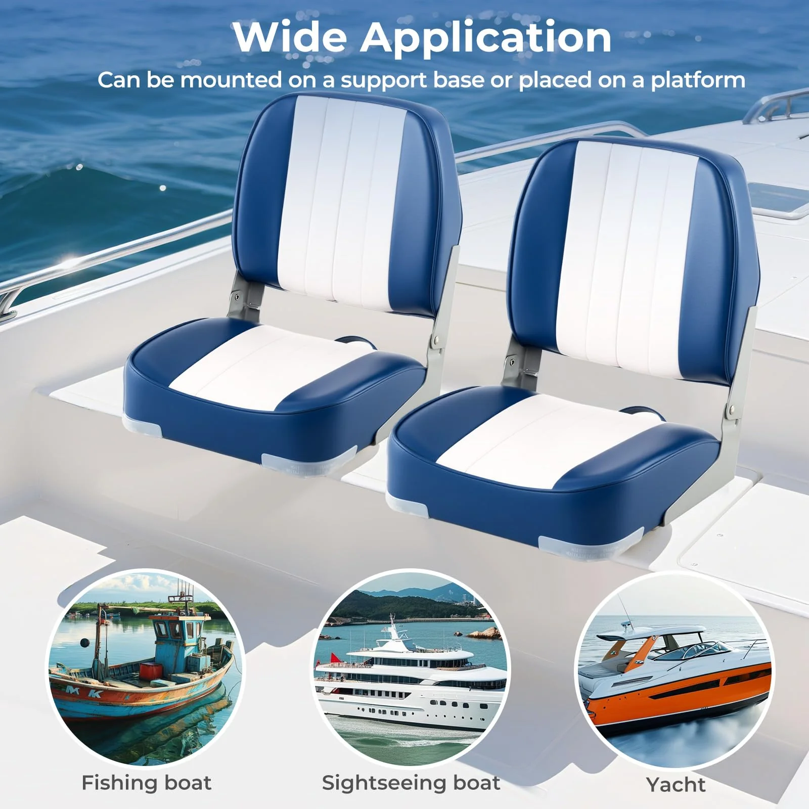 Goplus 2-Pack Folding Boat Seat with Stainless Steel Screws & Aluminum Hinges - Image 7