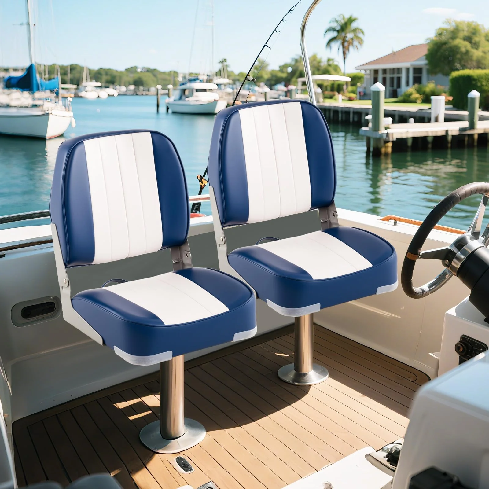 Goplus 2-Pack Folding Boat Seat with Stainless Steel Screws & Aluminum Hinges - Image 8