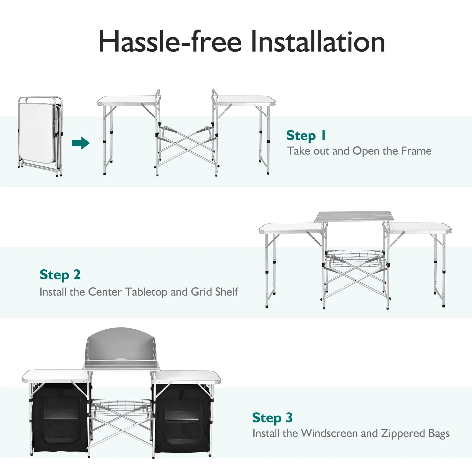 Goplus Folding Camping Kitchen Table with Storage - Image 5