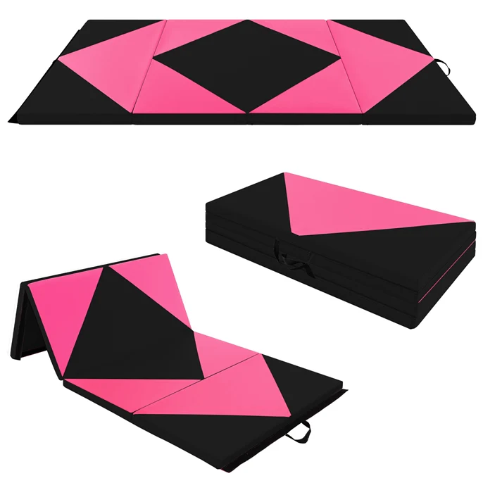 Goplus 8' x 4' x 2" Folding Tumbling Mat with Carry Handles Hook & Loop Fasteners - Image 10