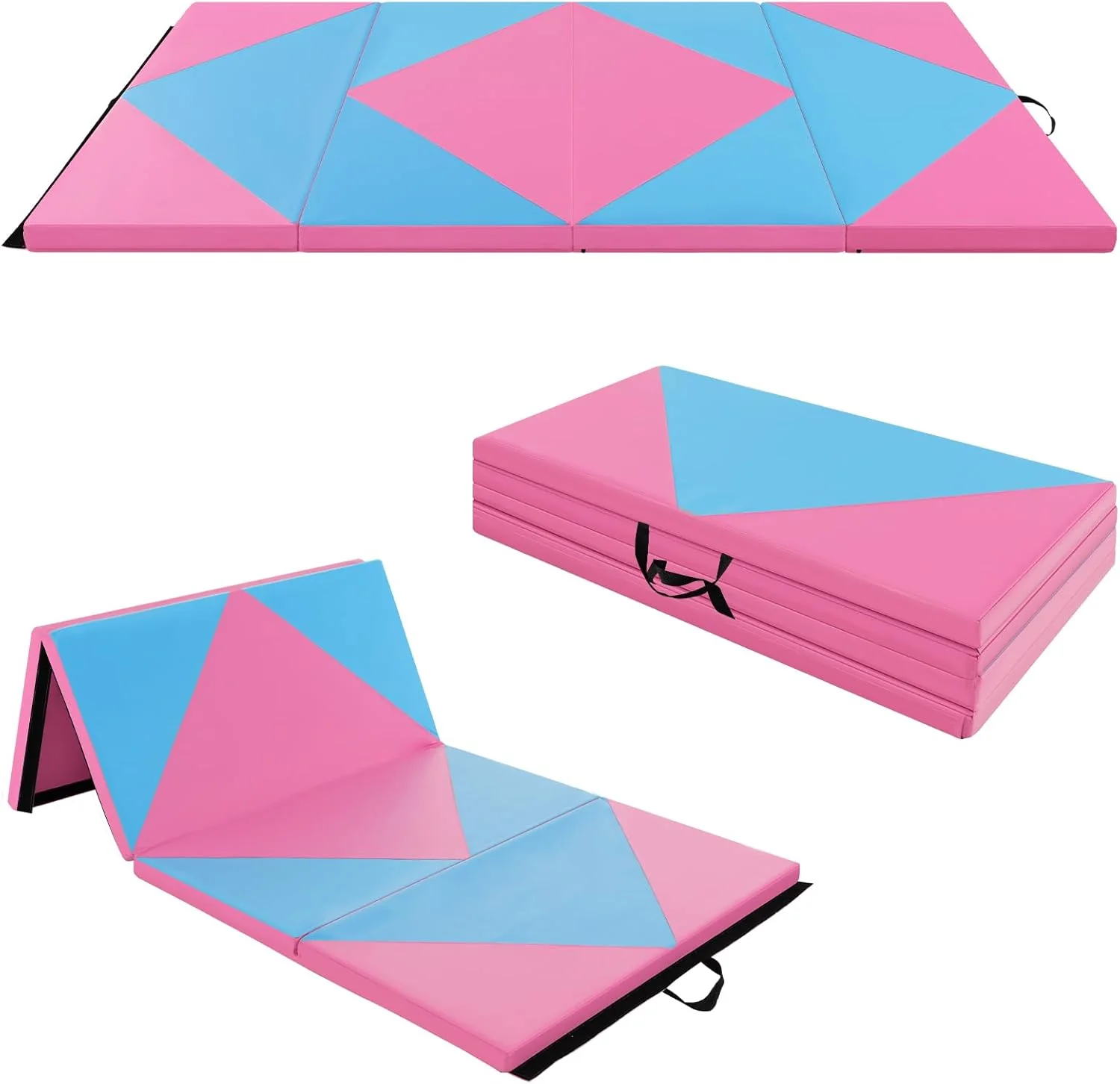 Goplus 8' x 4' x 2" Folding Tumbling Mat with Carry Handles Hook & Loop Fasteners - Image 12