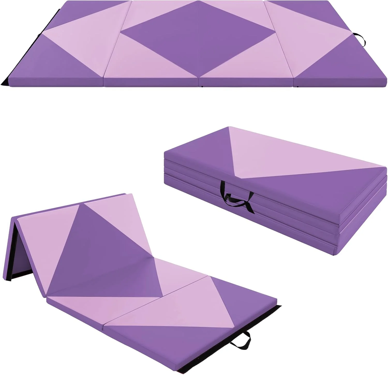 Goplus 8' x 4' x 2" Folding Tumbling Mat with Carry Handles Hook & Loop Fasteners - Image 14