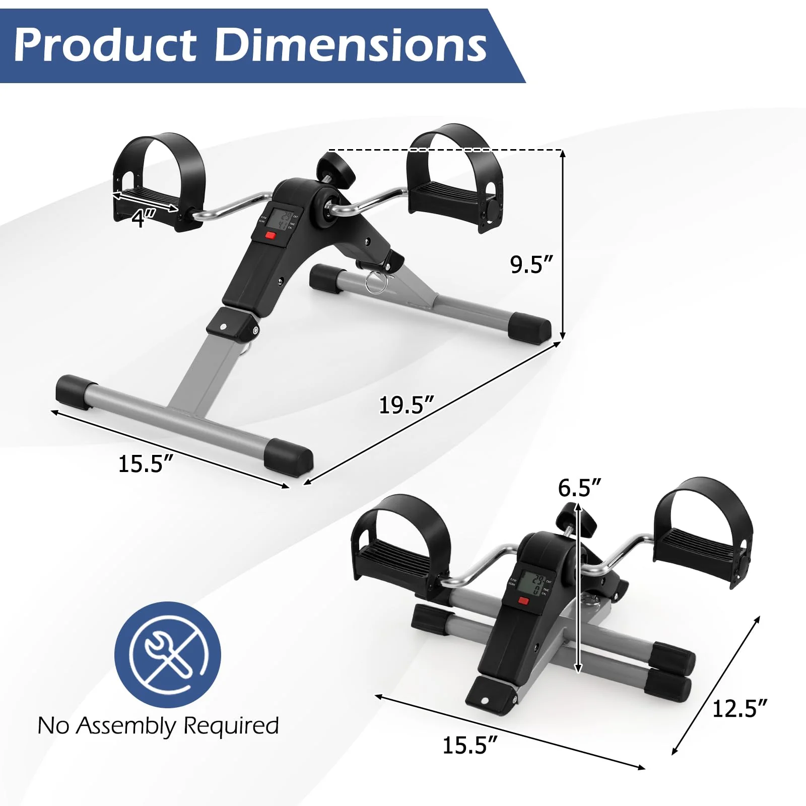 Goplus Folding Pedal Exerciser, Under Desk Mini Exercise Bike for Arm & Leg Workout - Image 10