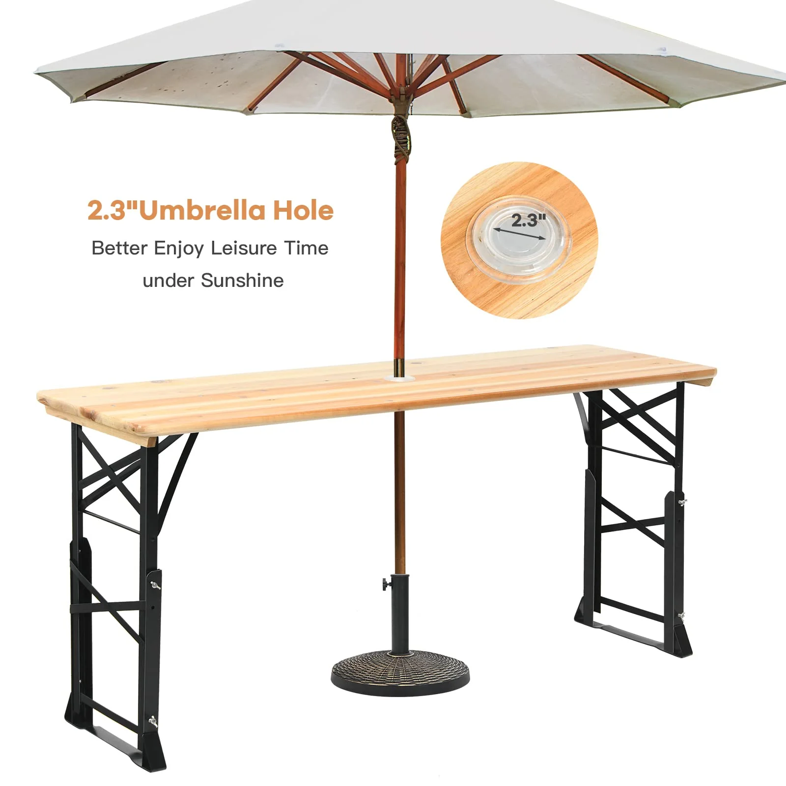 Goplus Folding Picnic Beer Table, Outdoor Camping Table - Image 3