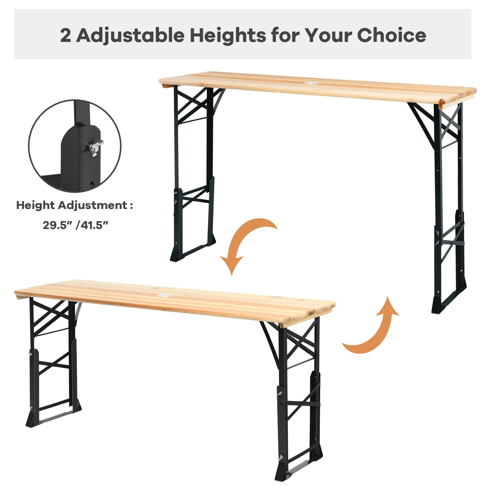 Goplus Folding Picnic Beer Table, Outdoor Camping Table - Image 4