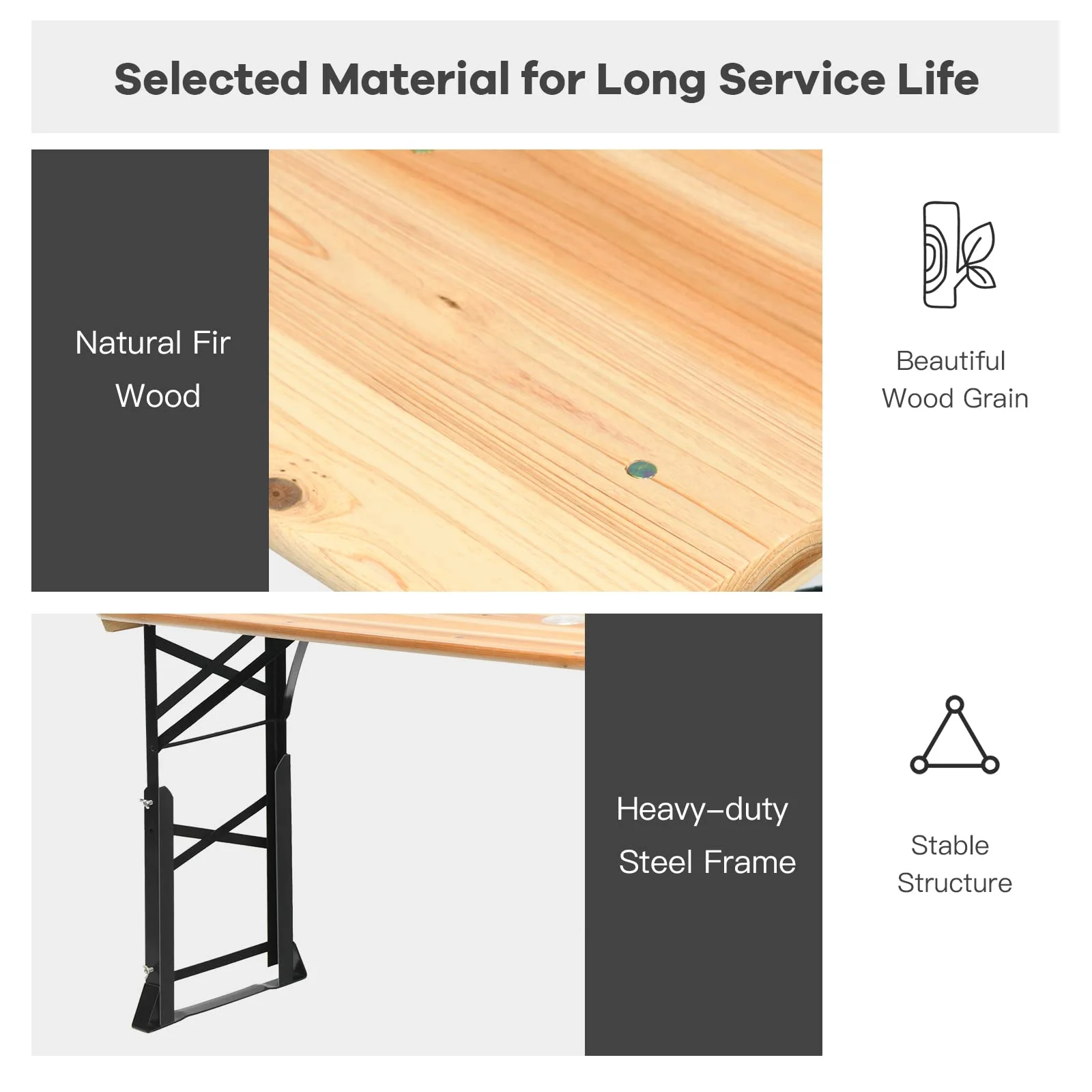 Goplus Folding Picnic Beer Table, Outdoor Camping Table - Image 6