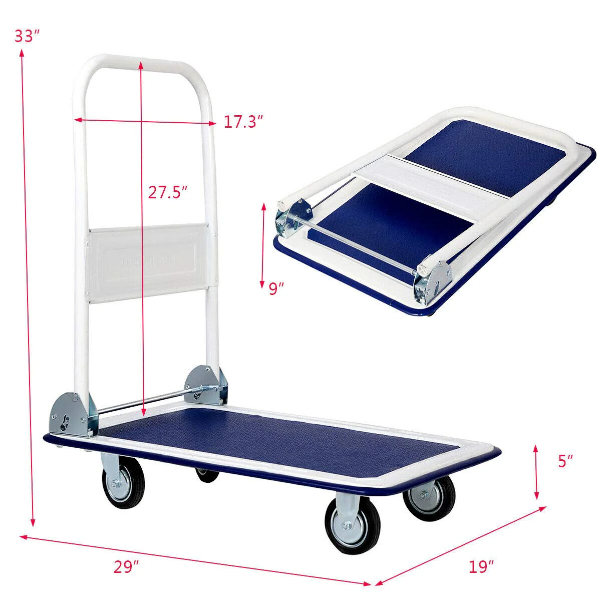 Goplus Folding Platform Cart 330LBS Rolling Flatbed Cart - Image 3