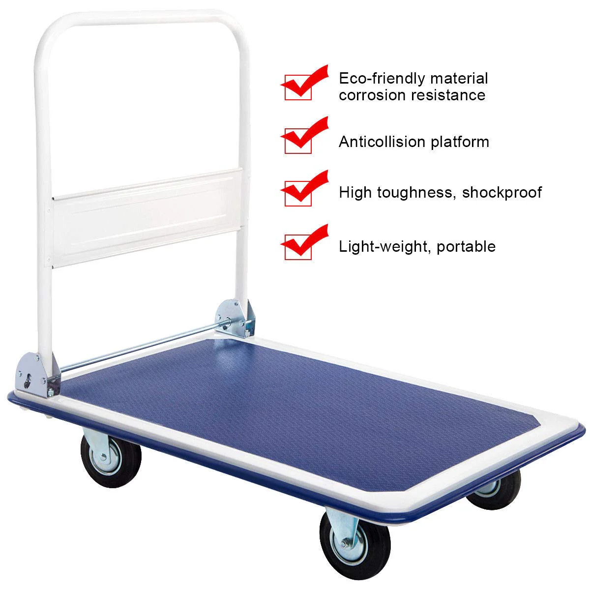 Goplus Folding Platform Cart 660 LBS Rolling Flatbed Cart - Image 3