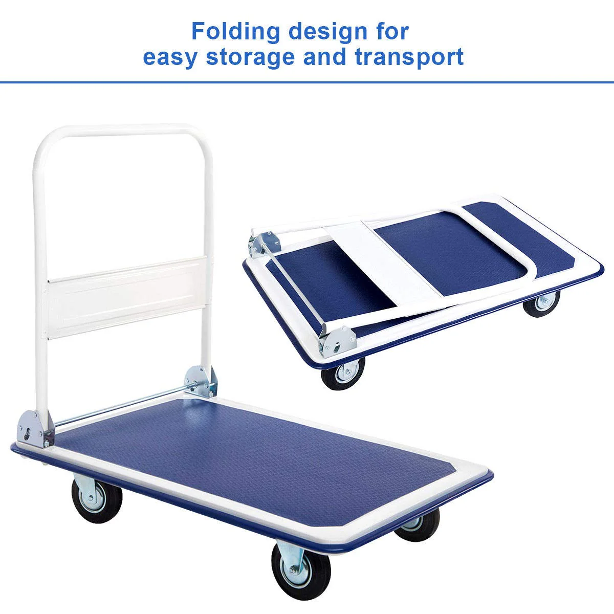 Goplus Folding Platform Cart 660 LBS Rolling Flatbed Cart - Image 4
