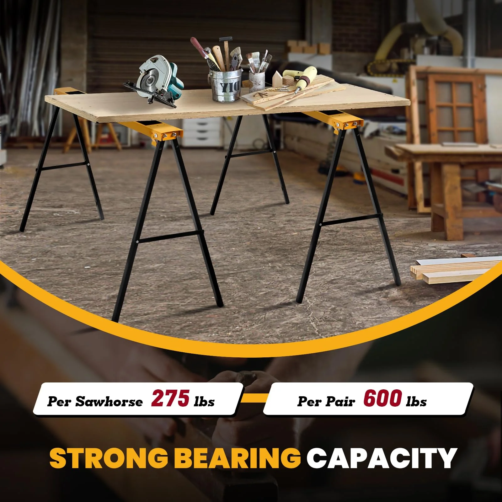 Goplus Folding Portable Work Horse with Fast Open Legs 2 Pack - Image 3