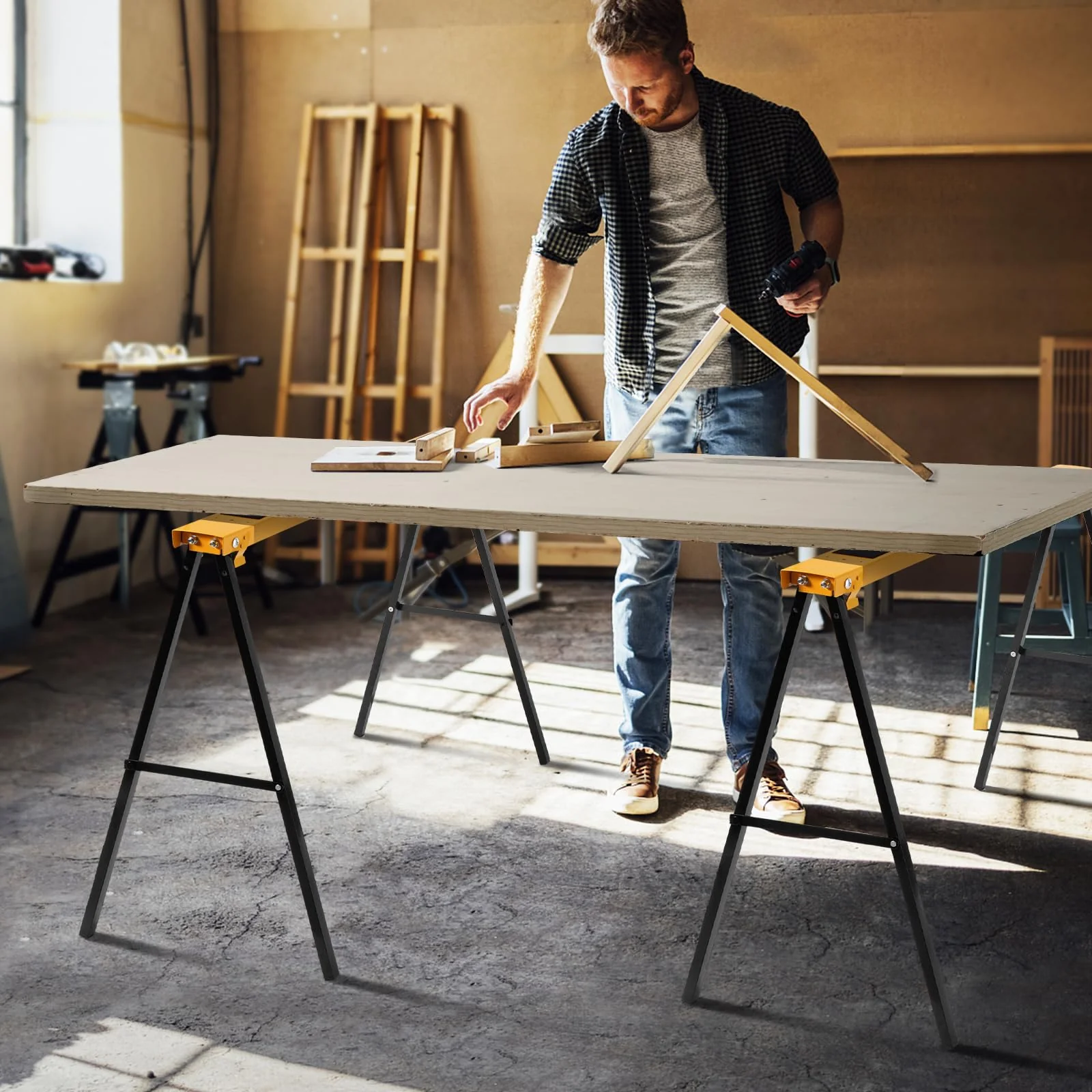 Goplus Folding Portable Work Horse with Fast Open Legs 2 Pack - Image 8
