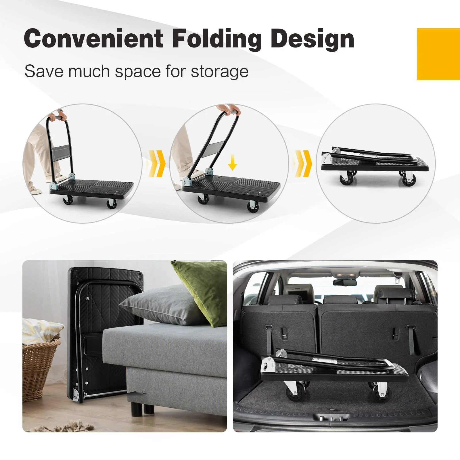 Goplus Folding Push Cart Dolly, Moving Platform Hand Truck, 440 LBS Max Load (28" x 19") - Image 3