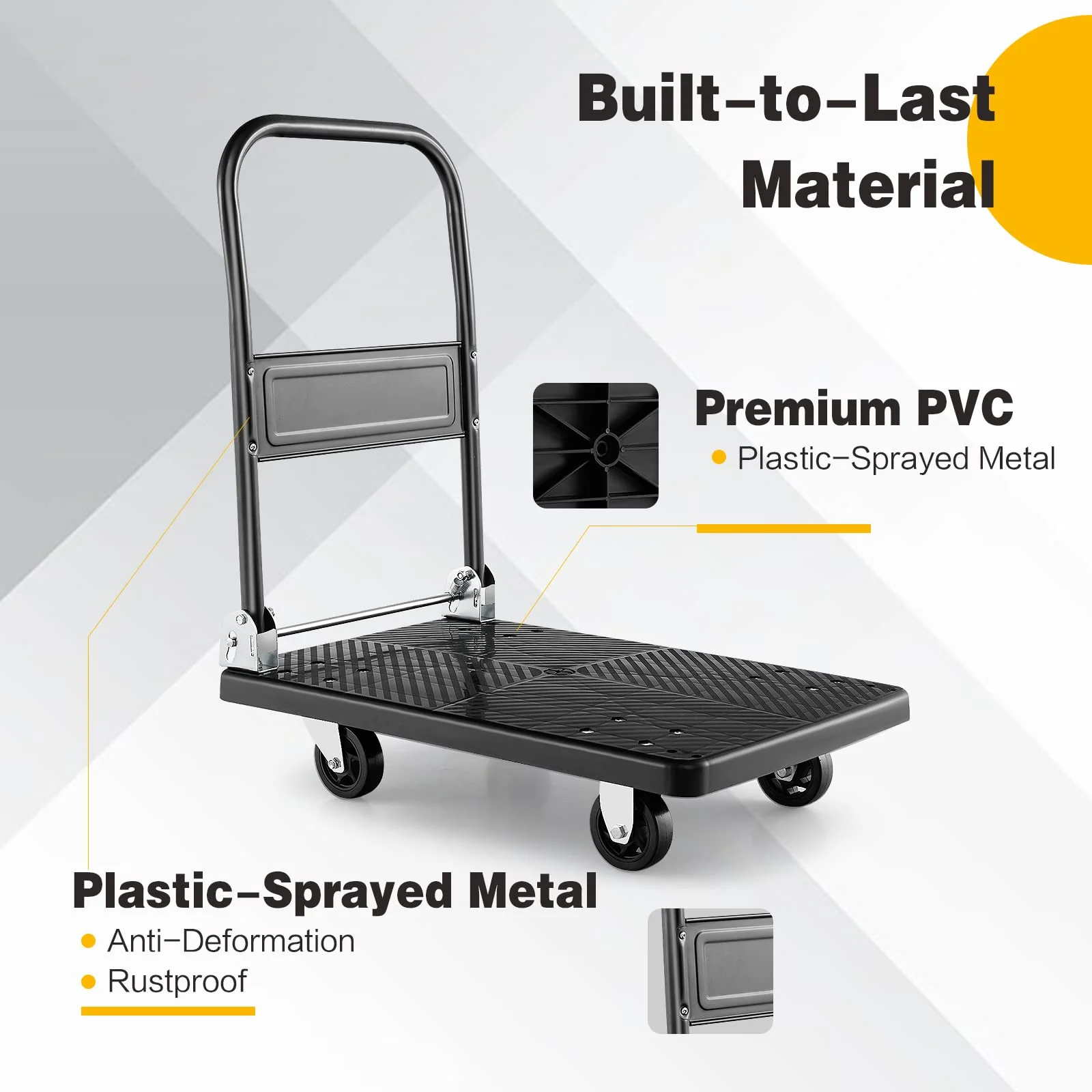 Goplus Folding Push Cart Dolly, Moving Platform Hand Truck, 440 LBS Max Load (28" x 19") - Image 5