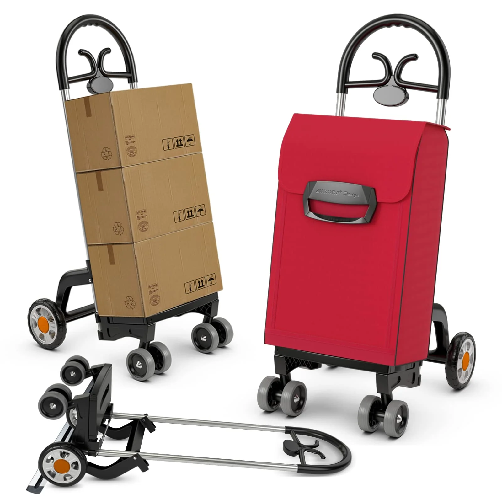 Goplus Folding Shopping Carts for Groceries with 6 Wheels, Heavy Duty Grocery Utility Cart - Image 10