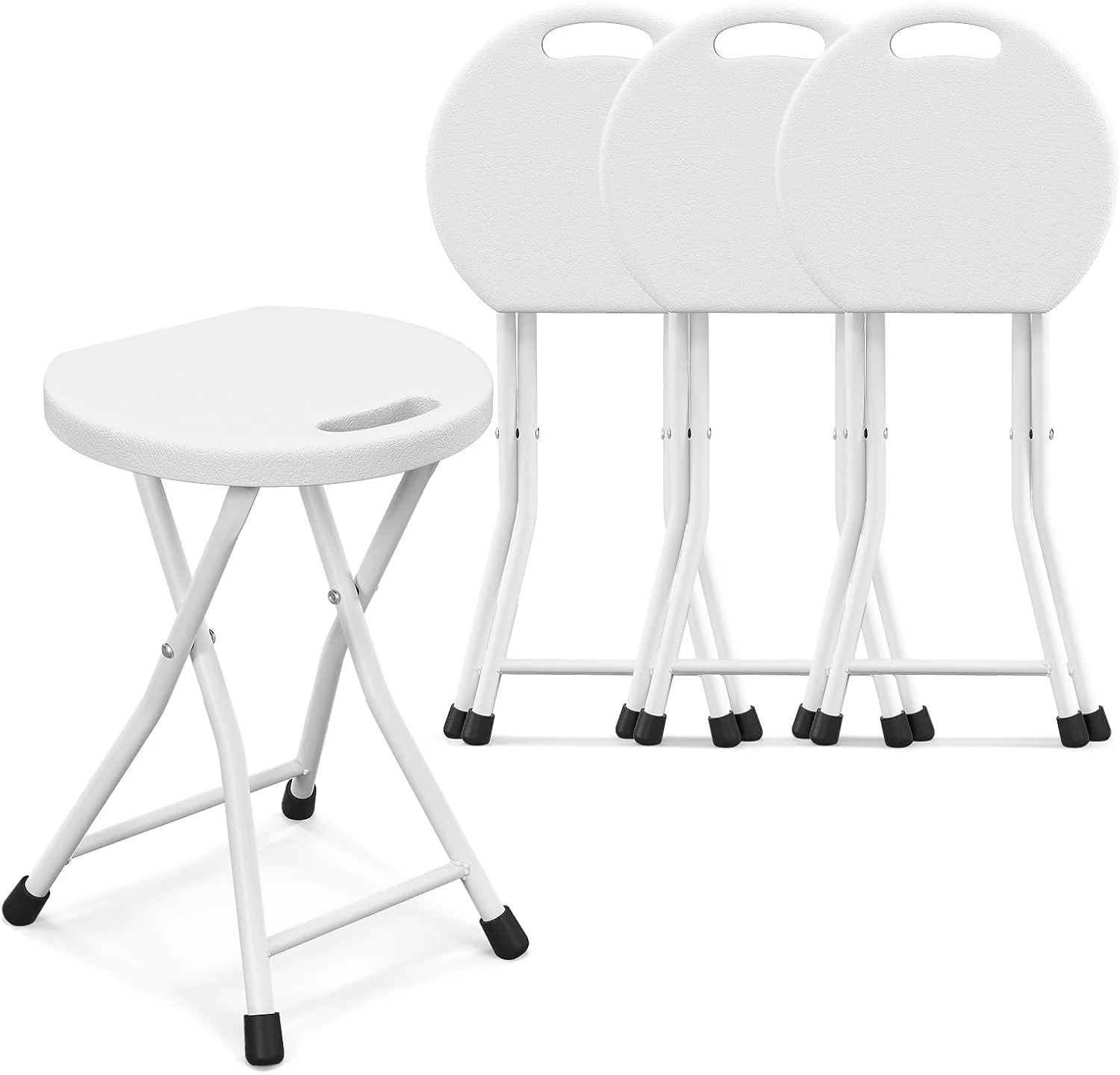Goplus Folding Stool Collapsible Round Stool with Handle for Fishing Hiking Gardening BBQ - Image 11